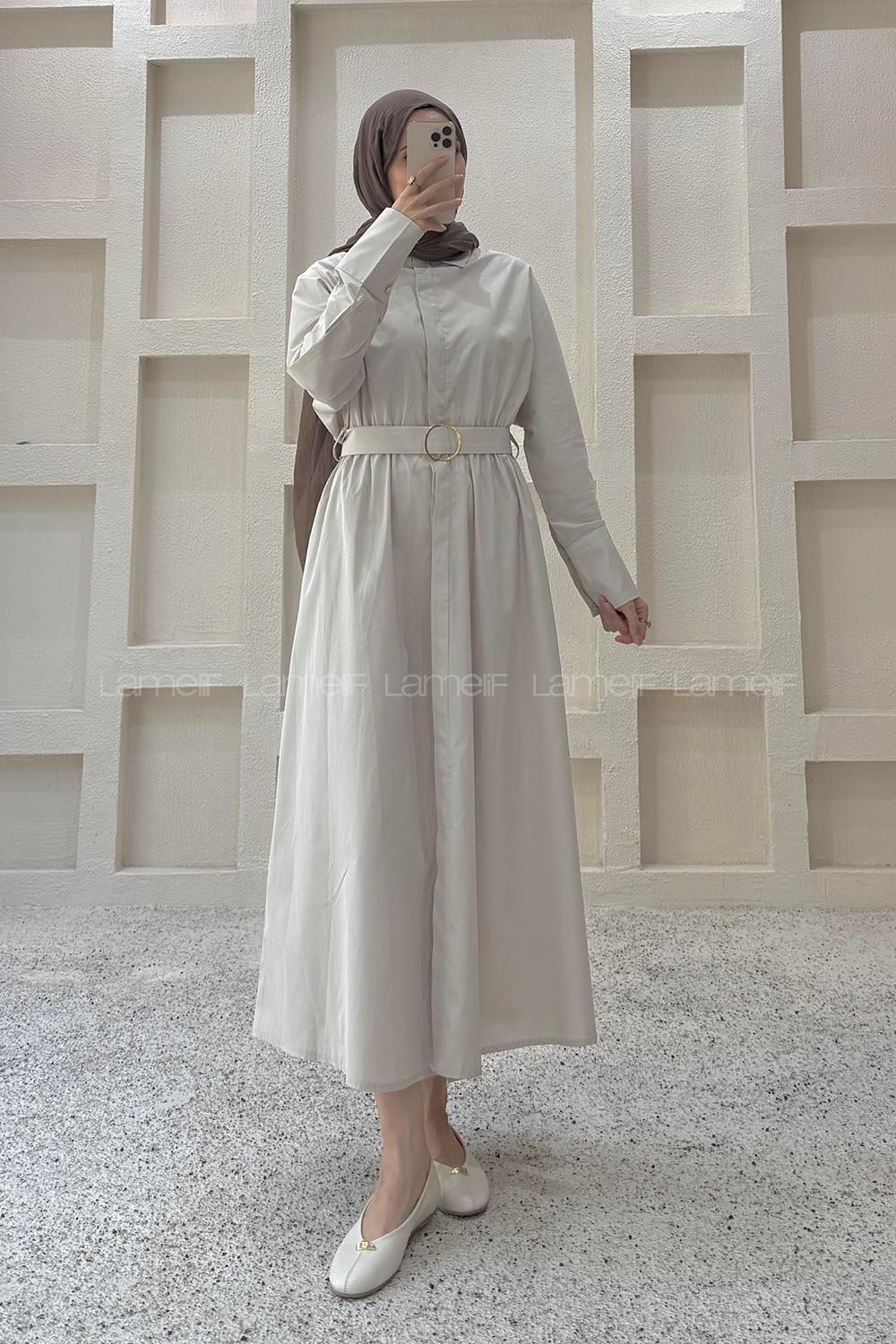 Stone Shirt Collar Cotton Dresess