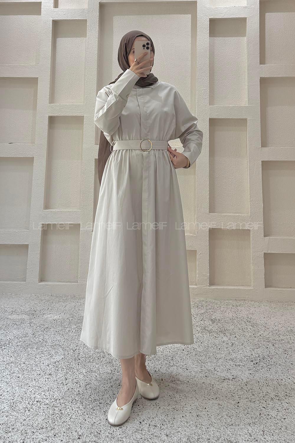 Stone Shirt Collar Cotton Dresess