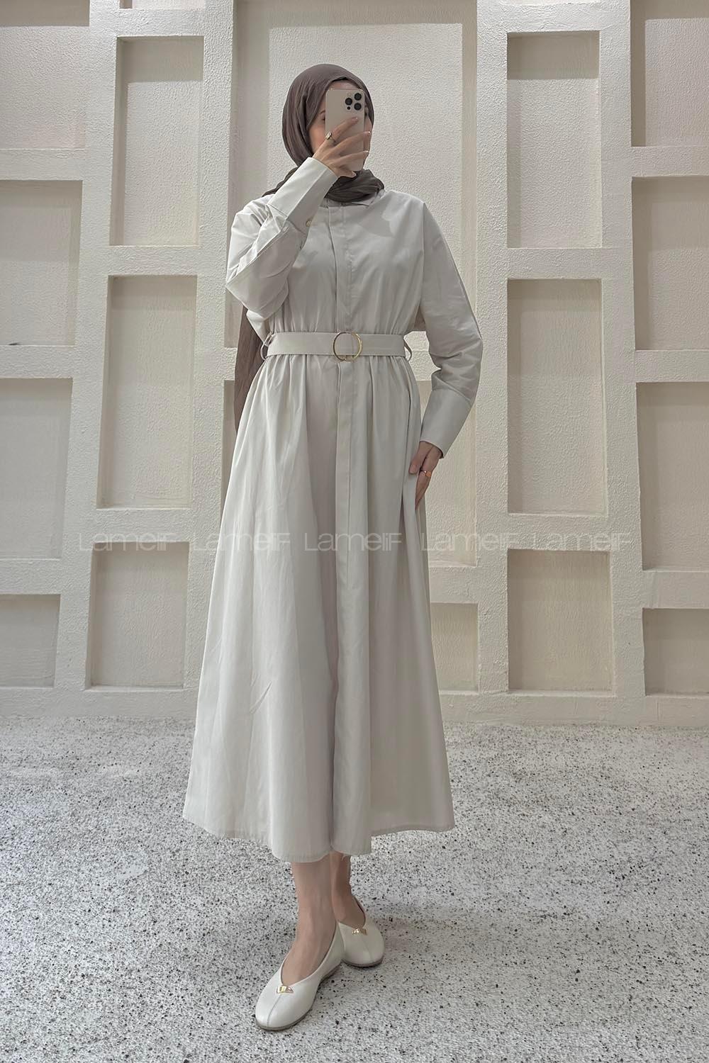 Stone Shirt Collar Cotton Dresess
