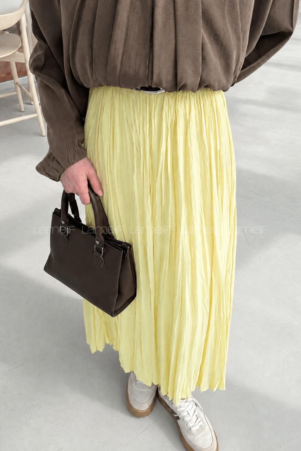 Yellow Crepe Fabric Flare Skirt