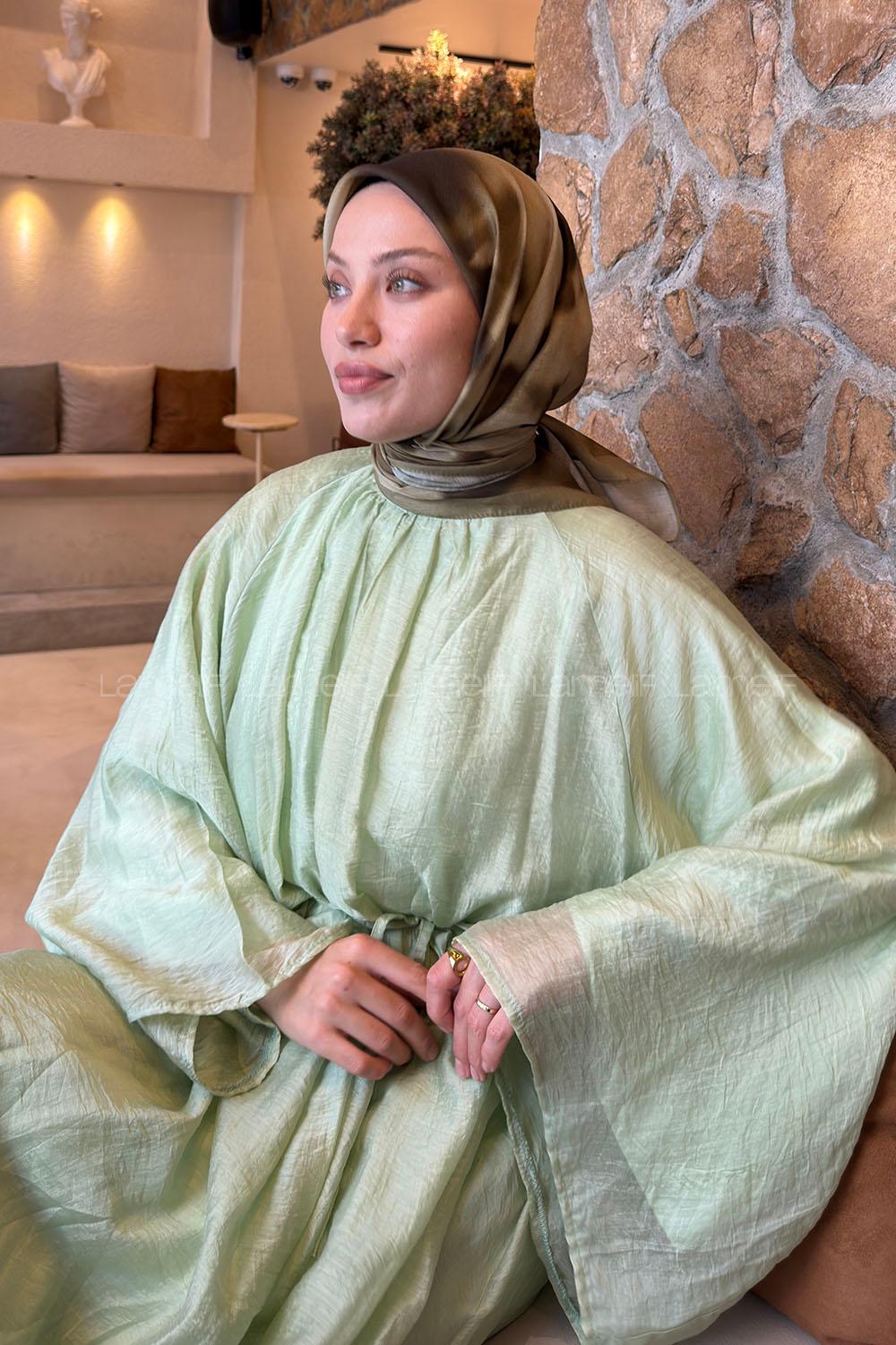 Lamelif Batik Desen Soft Eşarp Haki