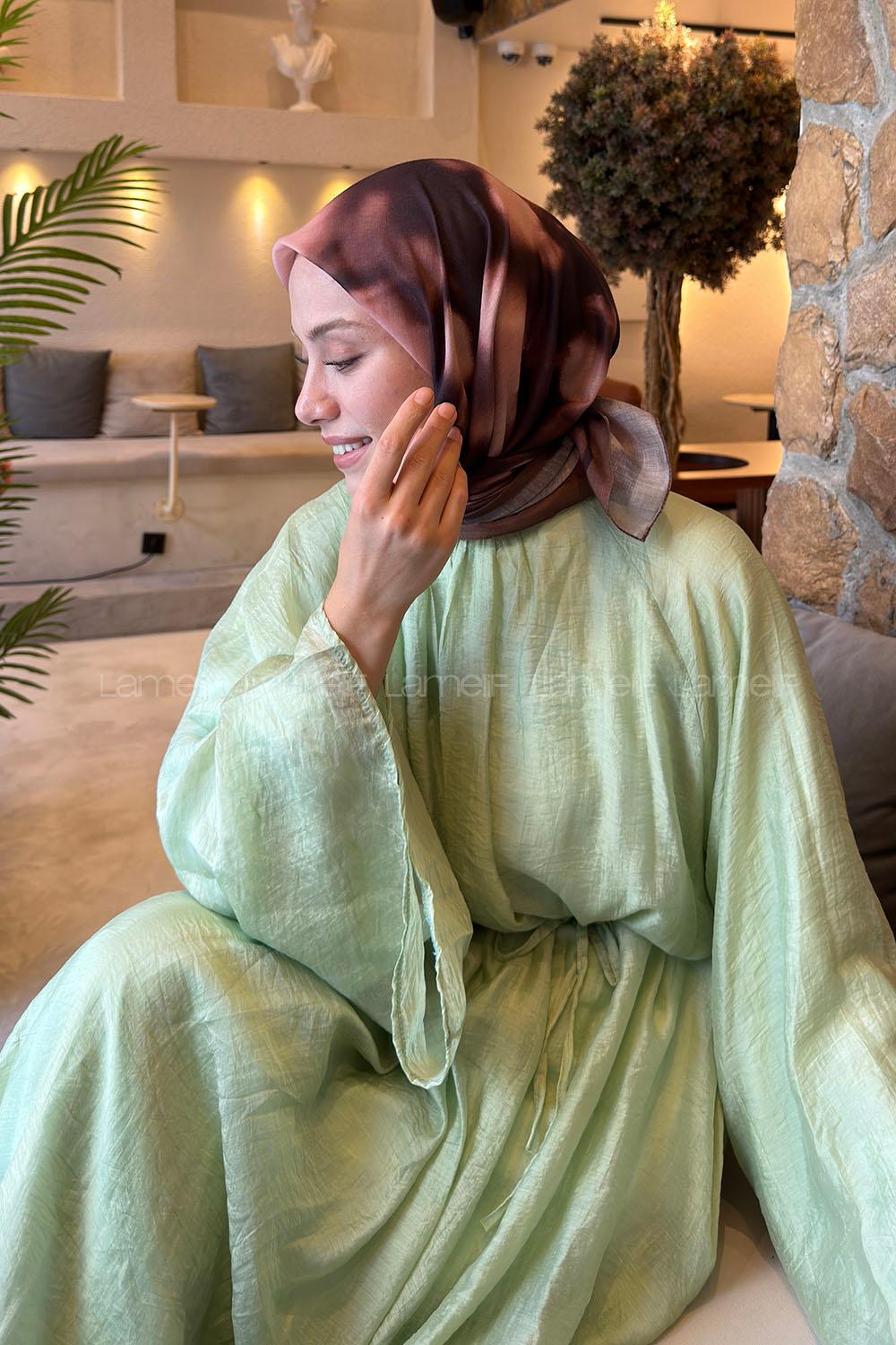 Lamelif Batik Desen Soft Eşarp Sütlü Kahve