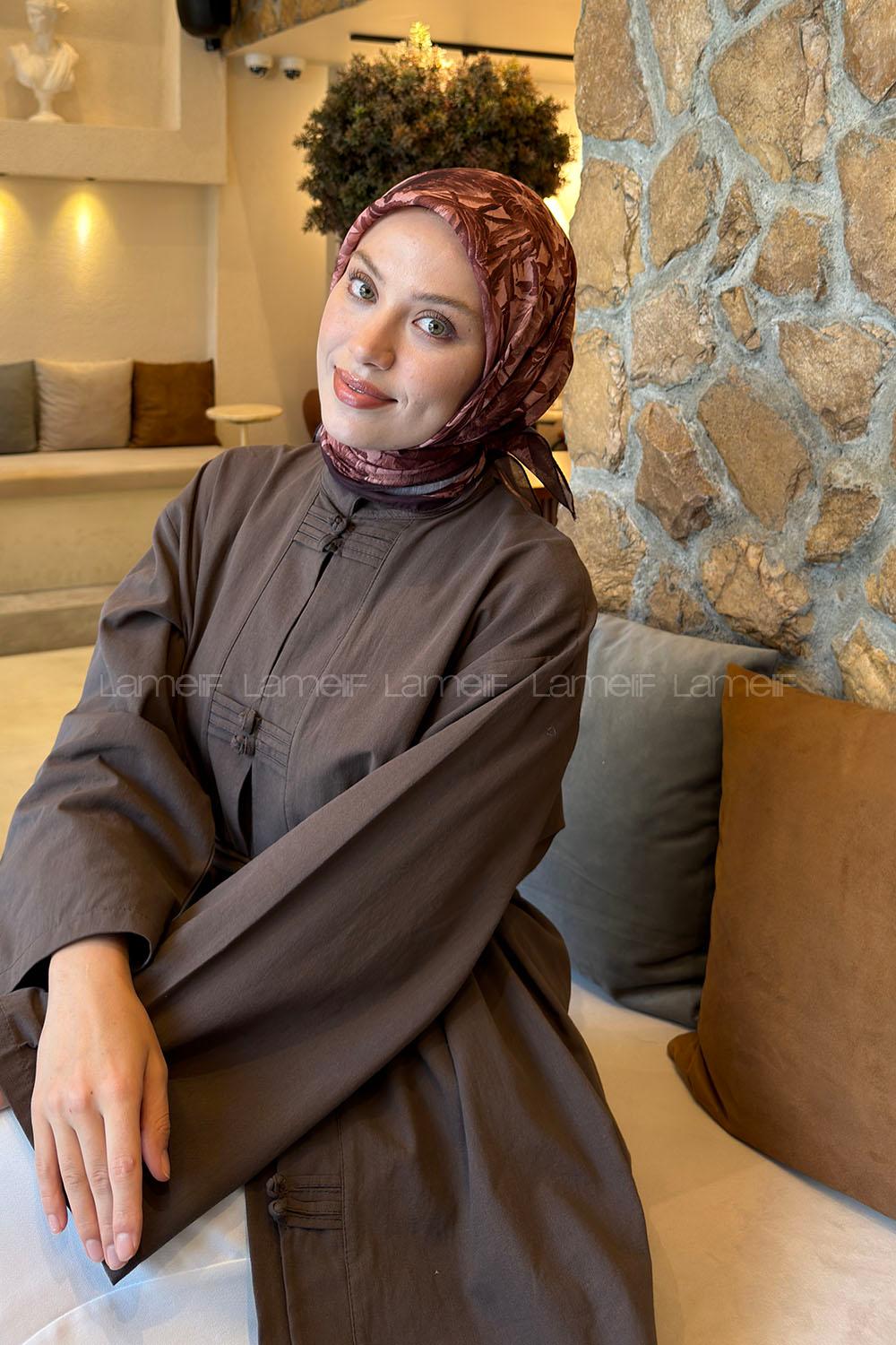 Lamelif Flower Desen Soft Eşarp Tarçın