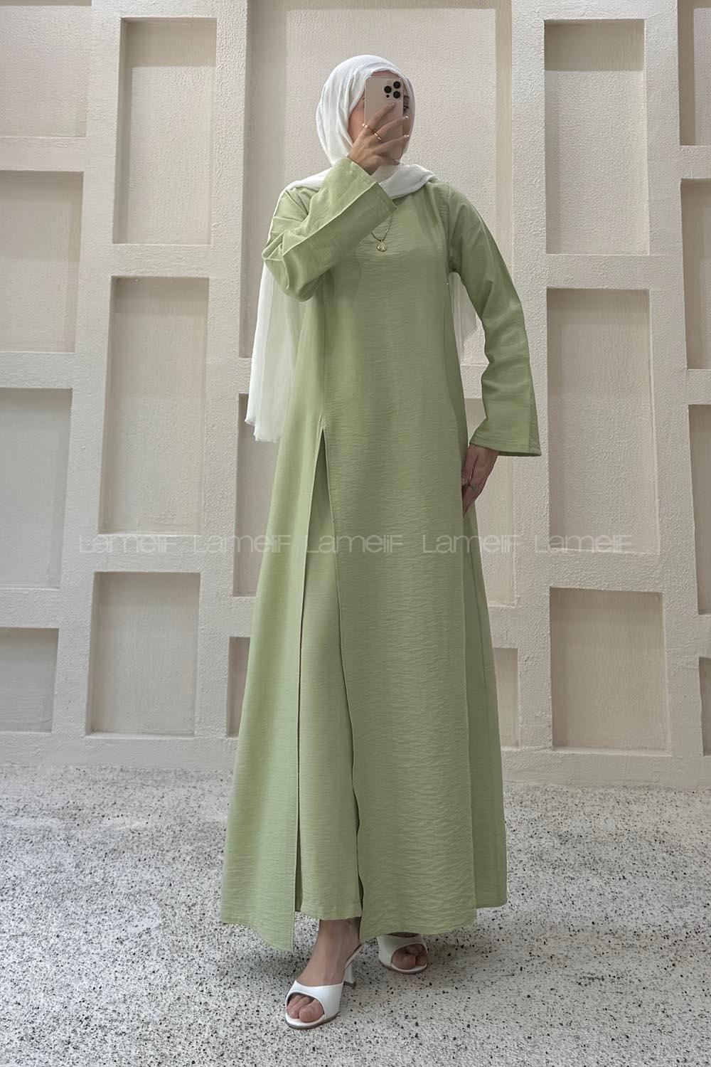 Green Crew Neck Long Arm Cotton Regular Trousers Comfortable Suit