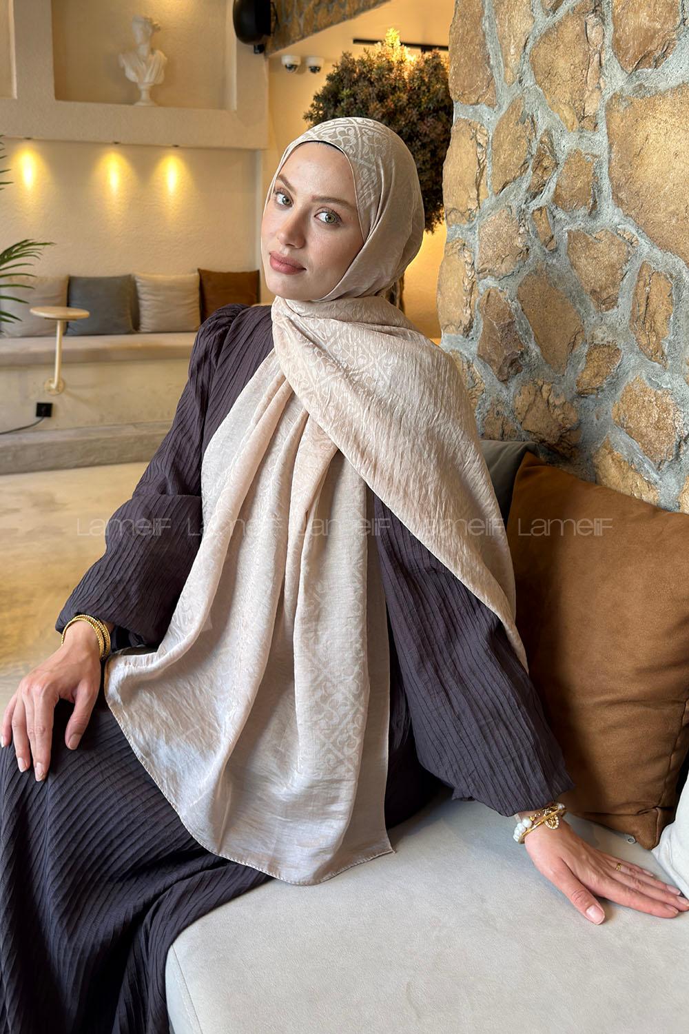 Lamelif Diamond Desen Aura Pamuk  Jakar  Şal Camel