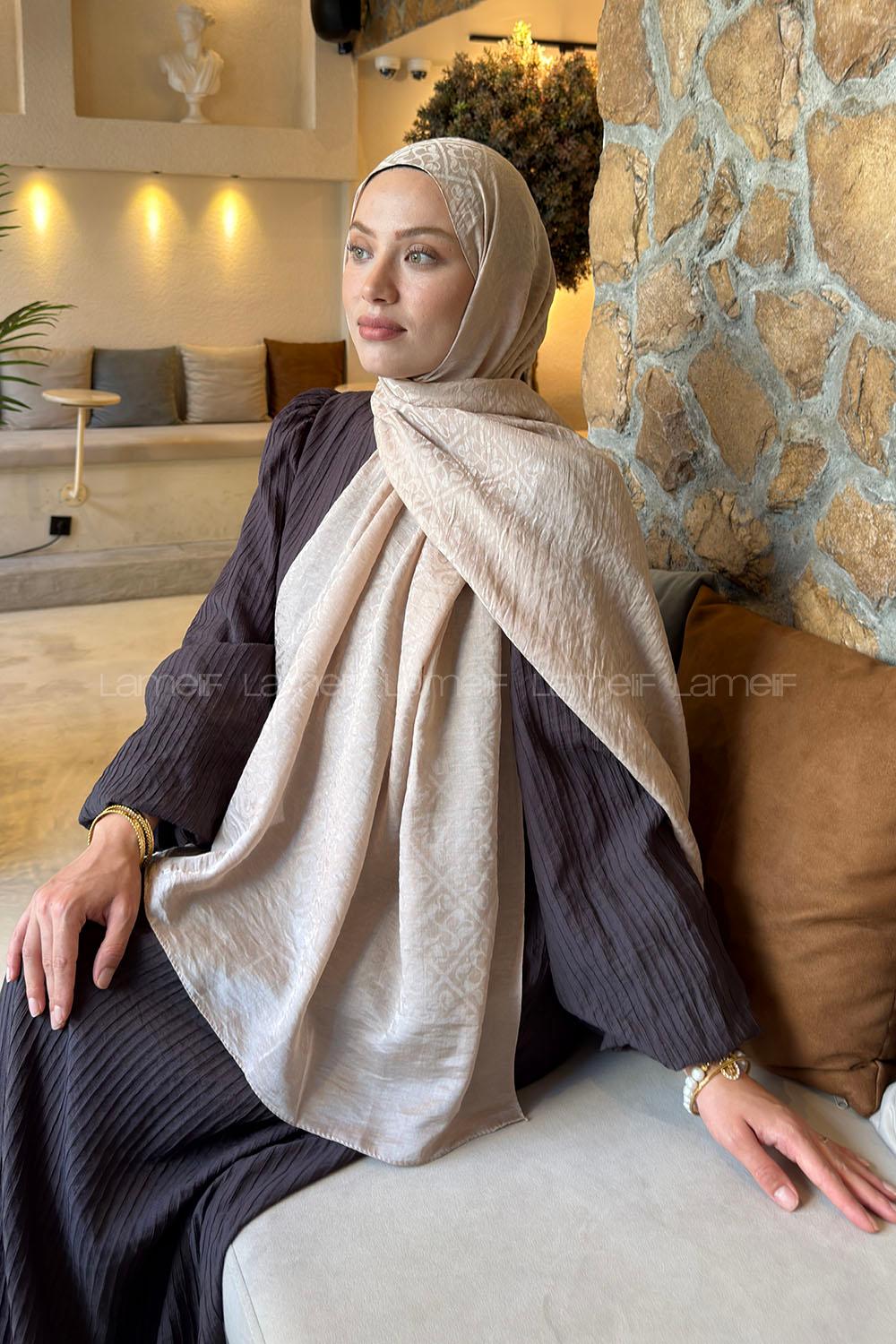 Lamelif Diamond Desen Aura Pamuk  Jakar  Şal Camel