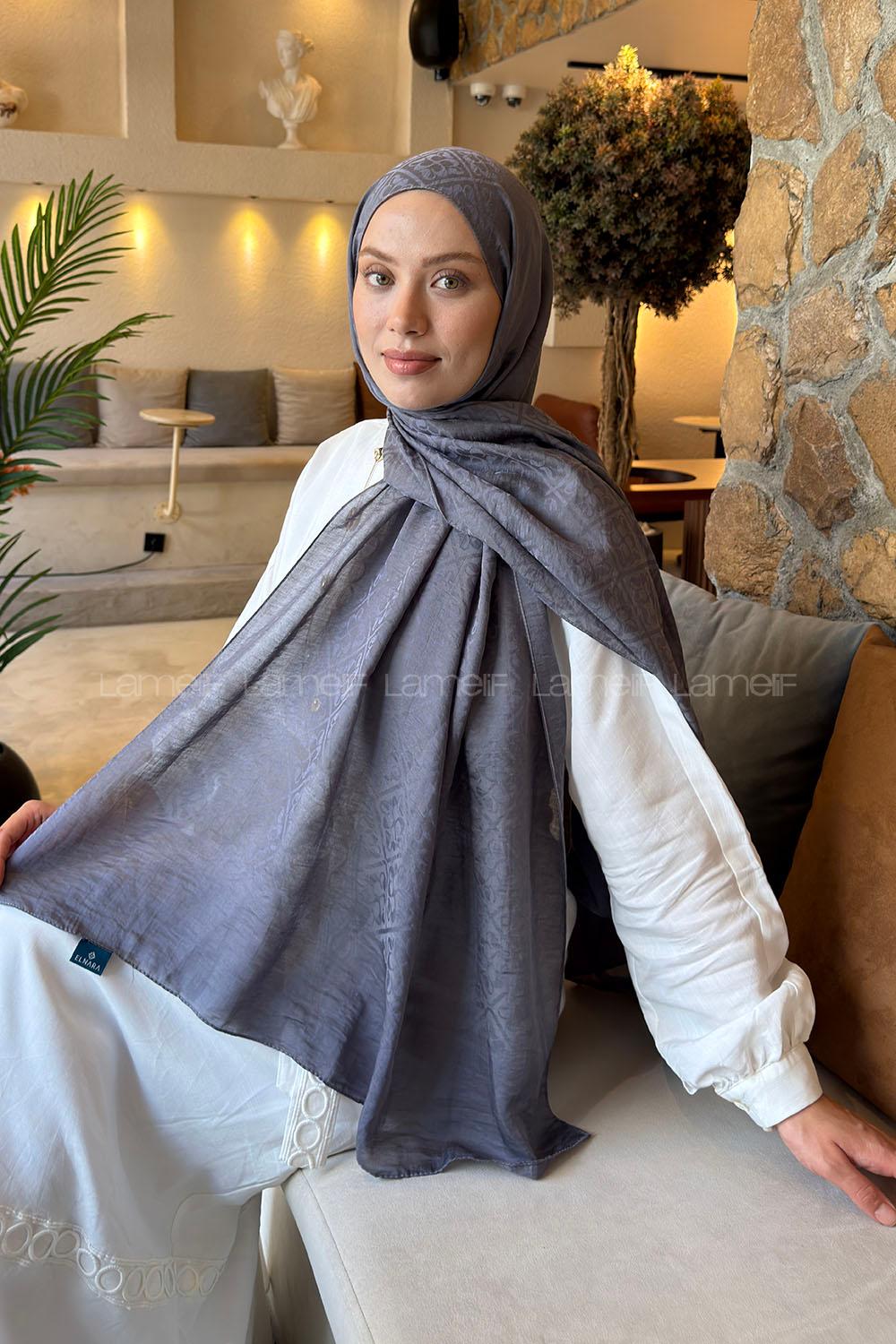 Lamelif Diamond Desen Aura Pamuk  Jakar  Şal Füme