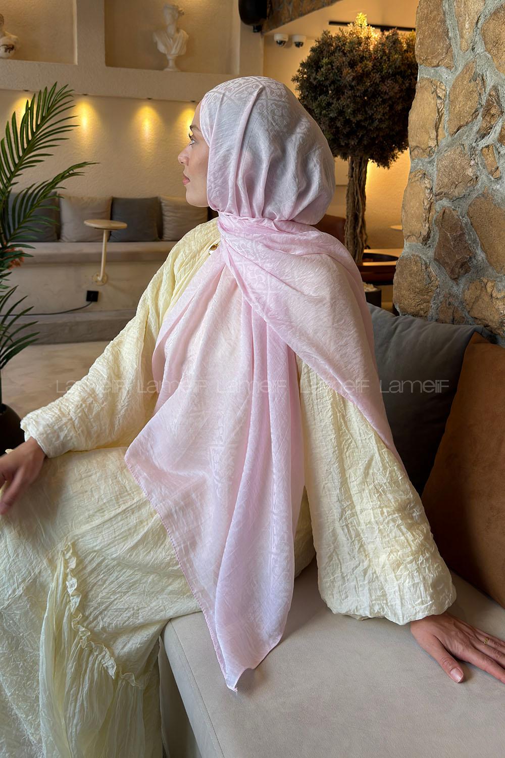 Lamelif Diamond Desen Aura Pamuk  Jakar  Şal Şeker Pembe