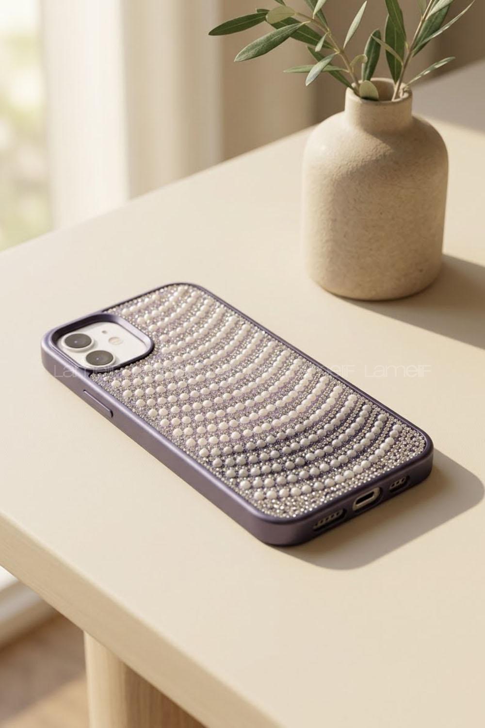 Lamelif iPhone 11 İnci ve Kristal Işıltısı Telefon Kılıfı