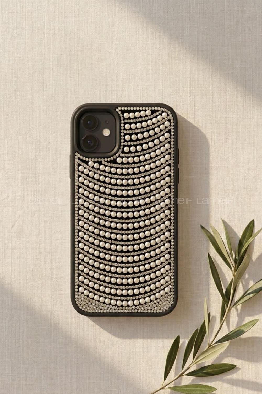 Lamelif iPhone 11 İnci ve Kristal Işıltısı Telefon Kılıfı