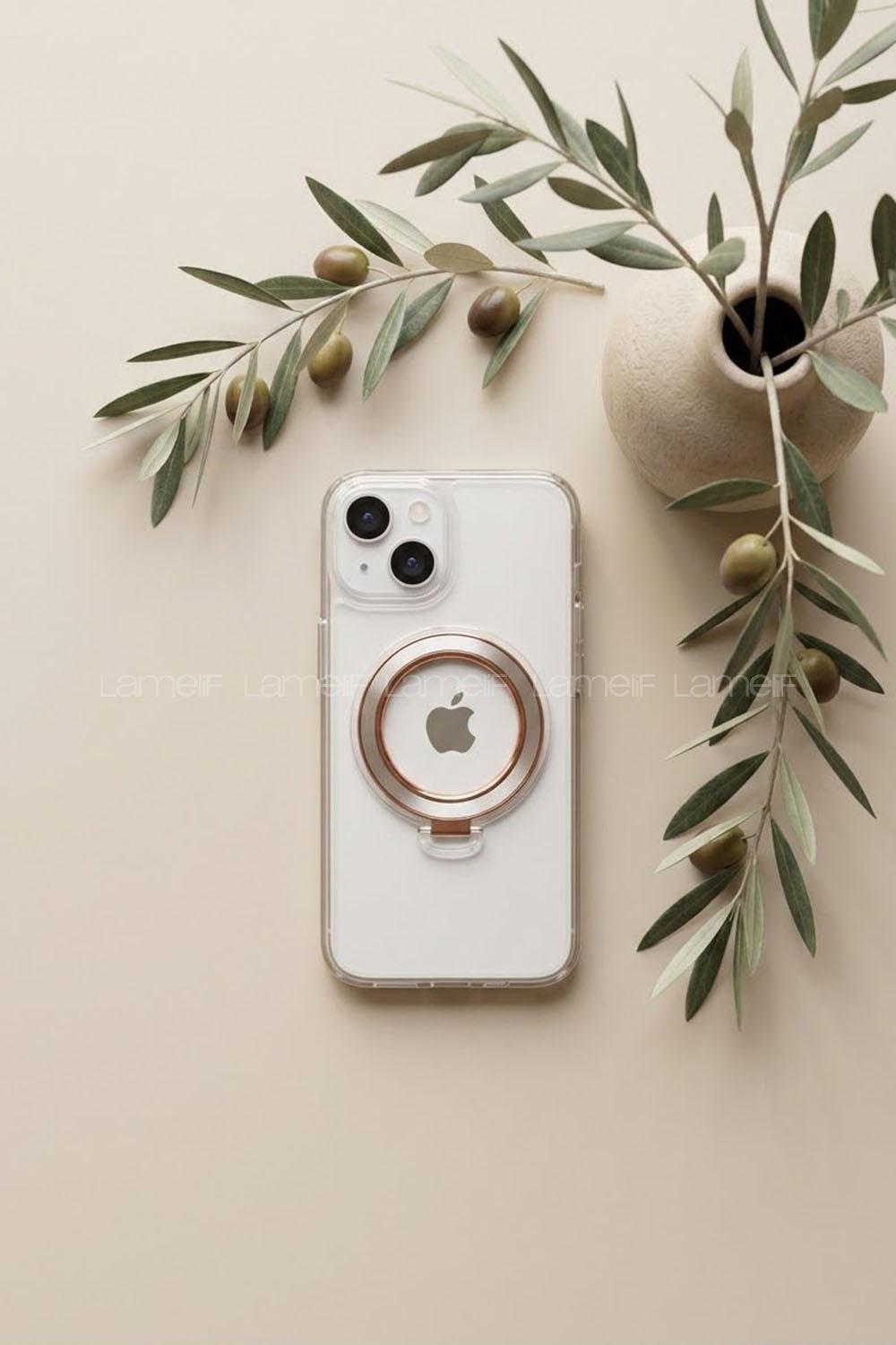 Lamelif İphone 13/14 Şeffaf Standlı Telefon Kılıfı