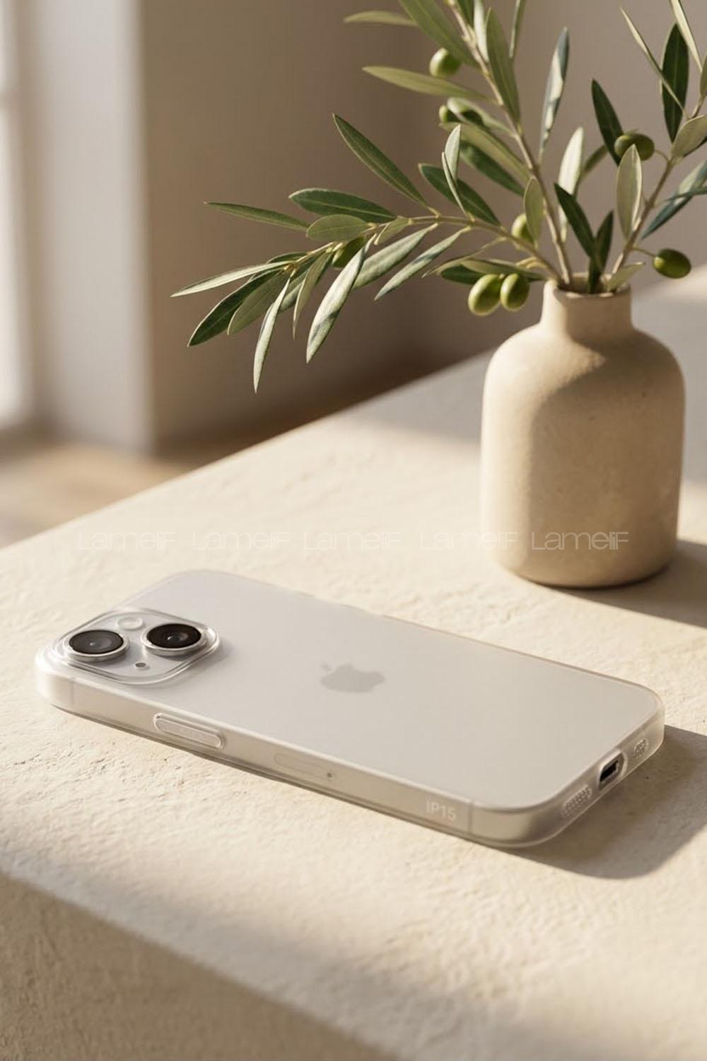 Lamelif İphone 15 Mat Kendinden Lensli Telefon Kılıfı