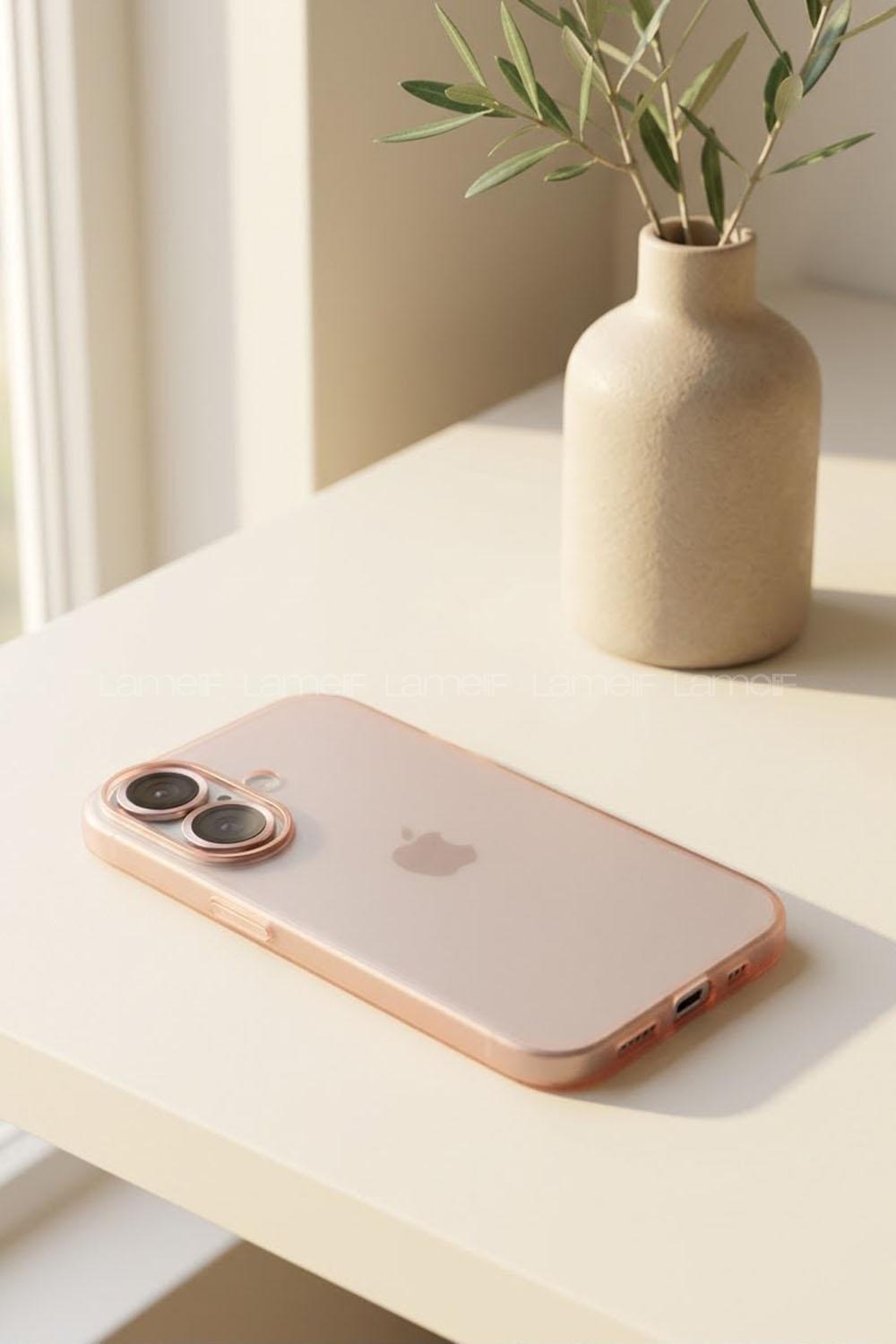 Lamelif İphone 16 Mat Kendinden Lensli Telefon Kılıfı