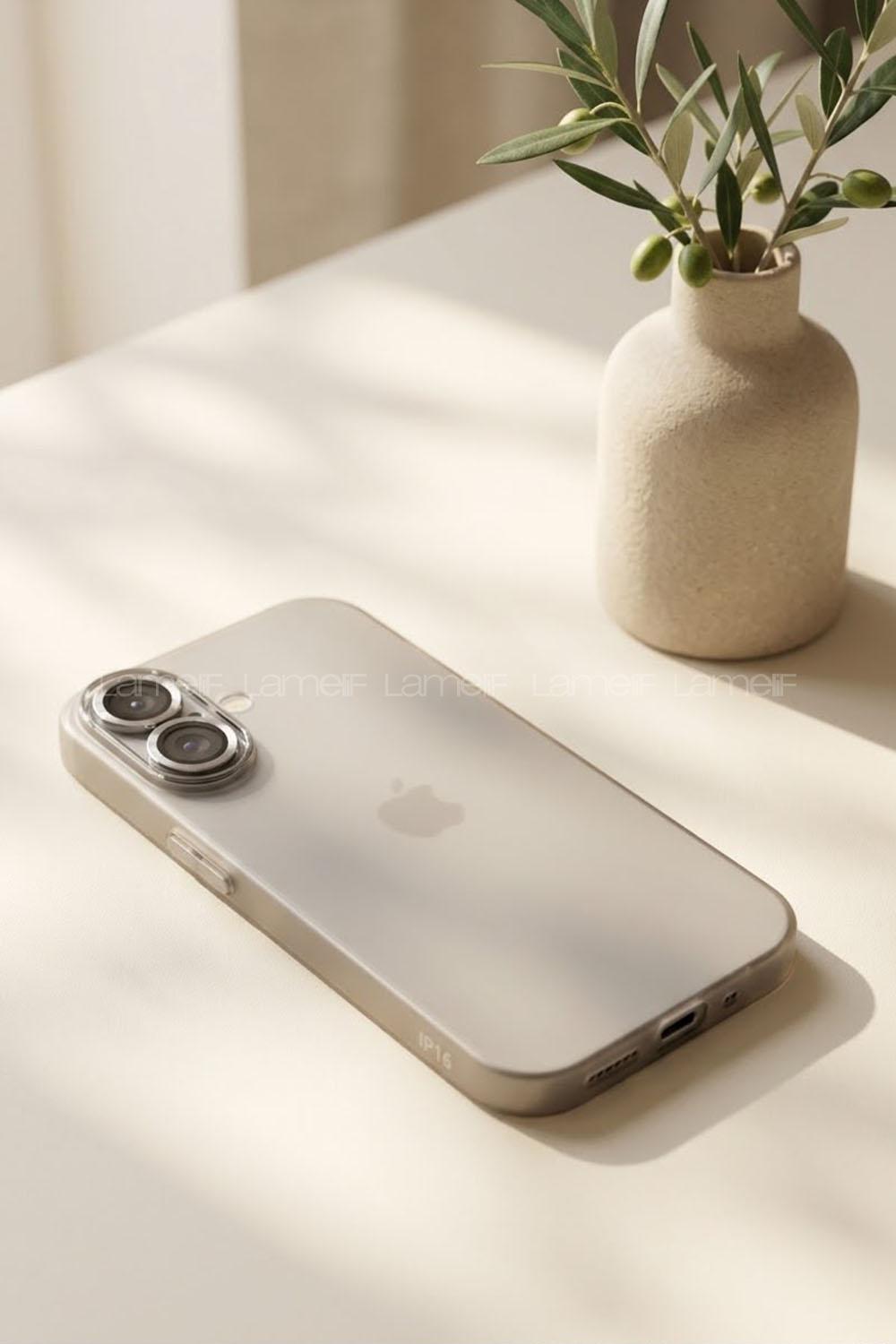 Lamelif İphone 16 Mat Kendinden Lensli Telefon Kılıfı
