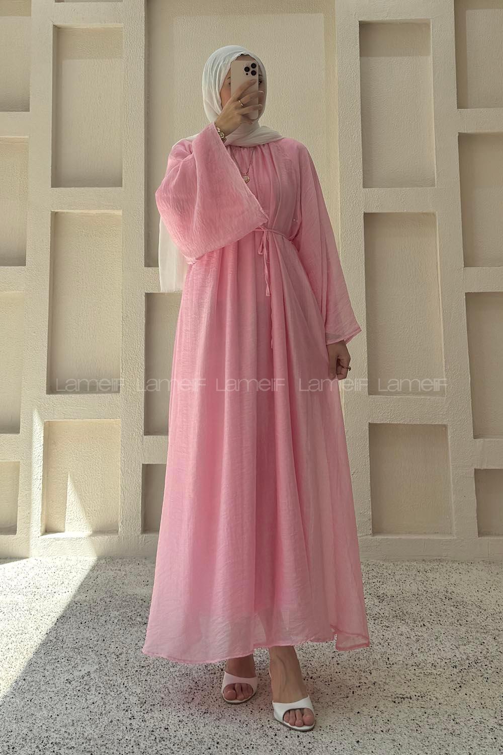 Pink Neckband Cotton Dresess