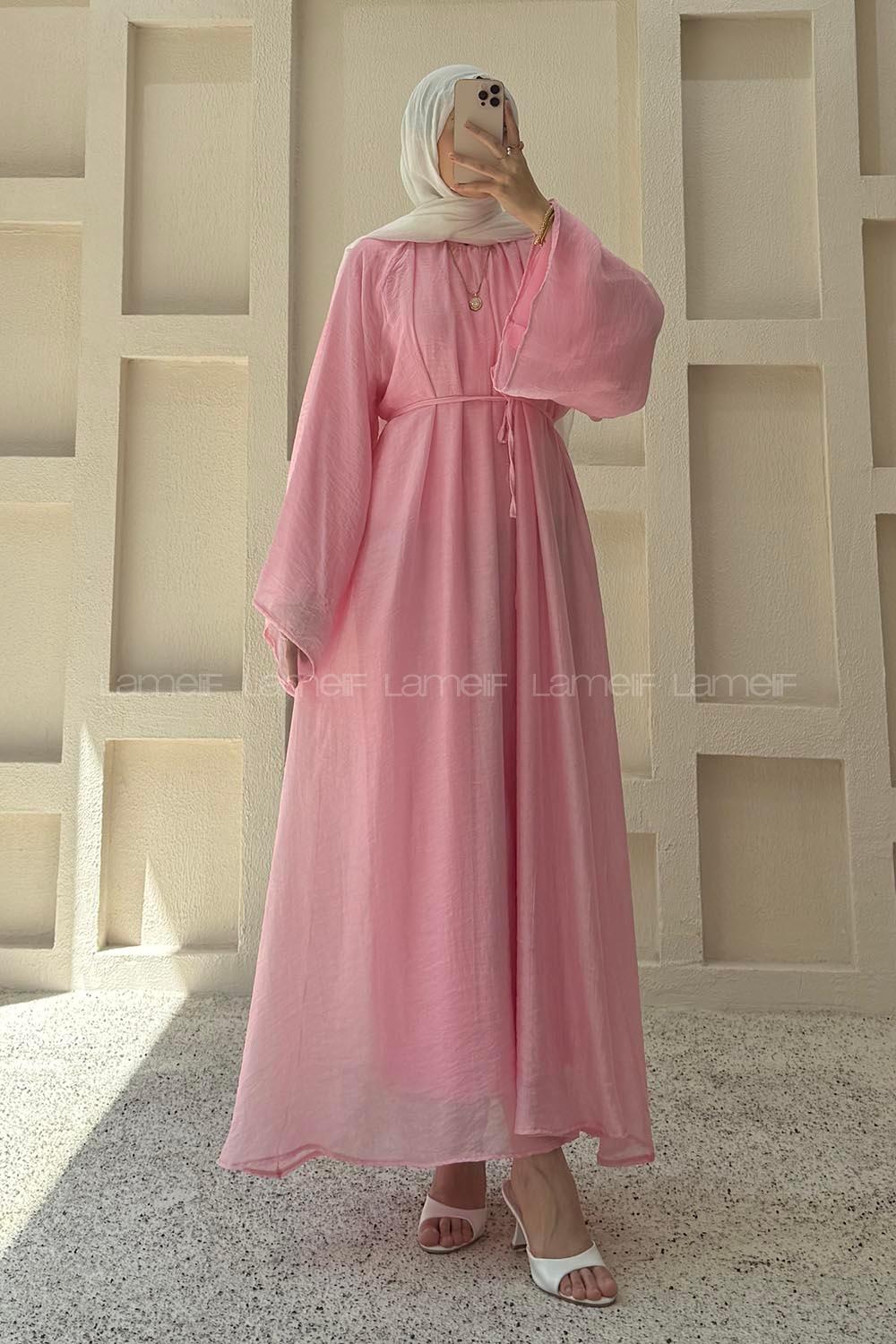 Pink Neckband Cotton Dresess
