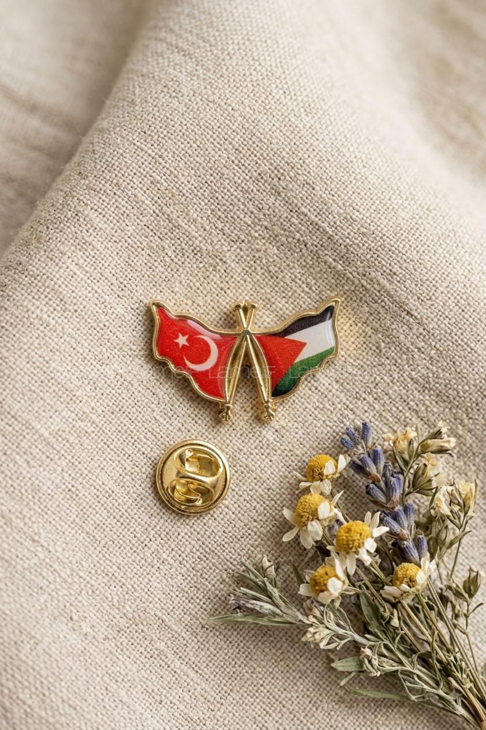 lamelif Filistin Türkiye Bayrağı Rozeti