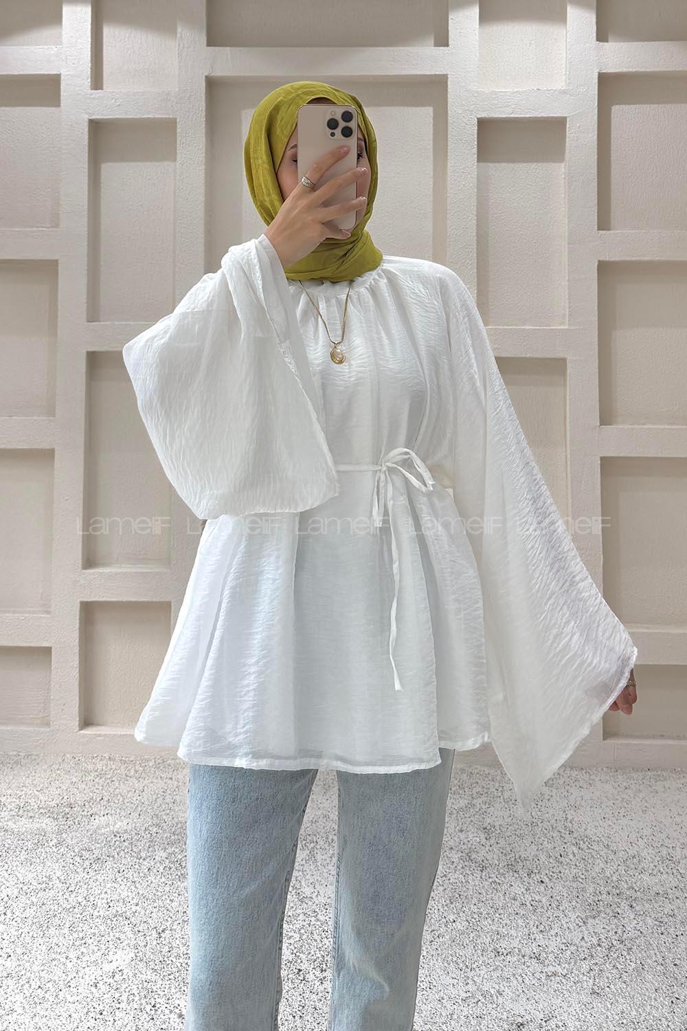 White Neckband Cotton Tunic