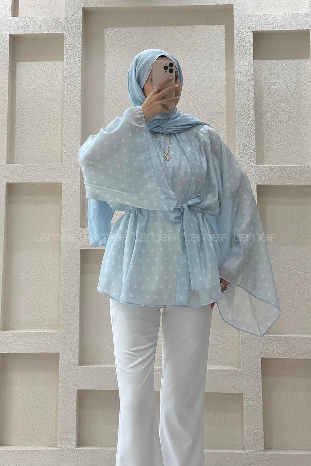 Baby Blue Neckband Cotton Tunic