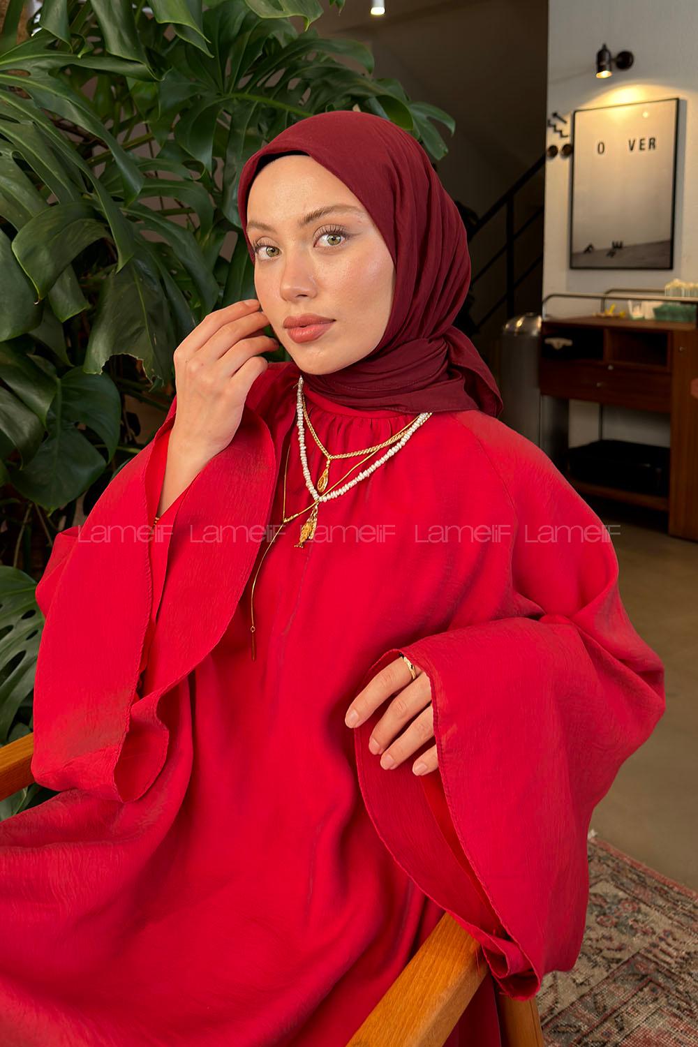 Lamelif Organik Premium Eşarp Bordo