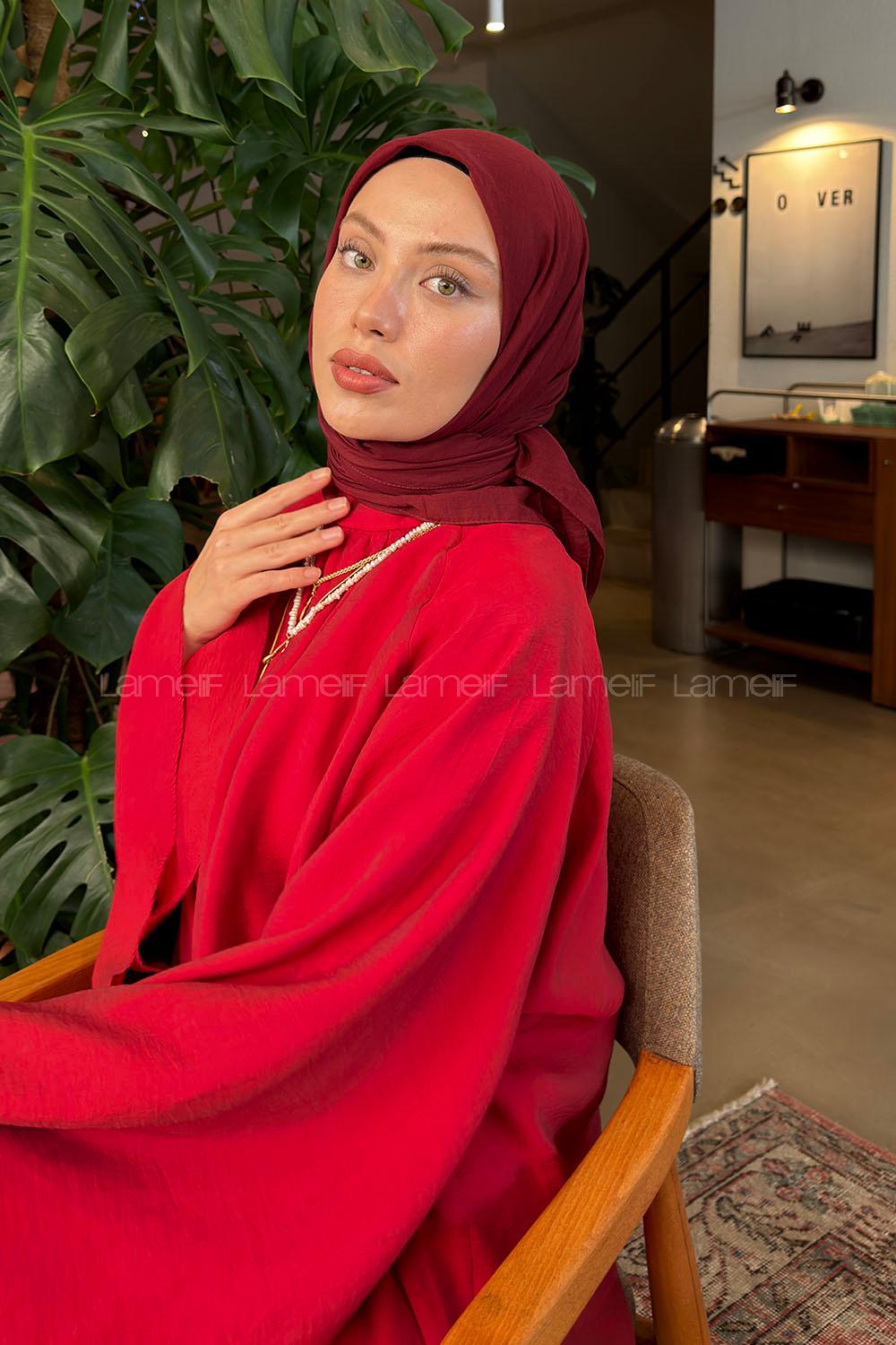 Lamelif Organik Premium Eşarp Bordo