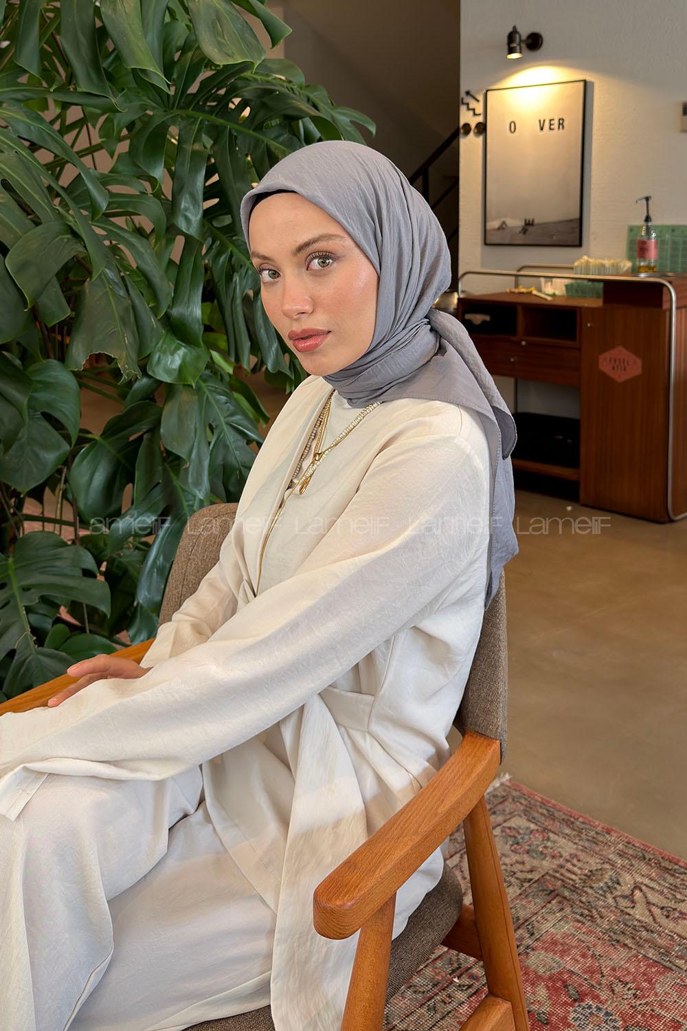 Lamelif Organik Premium Eşarp Gri