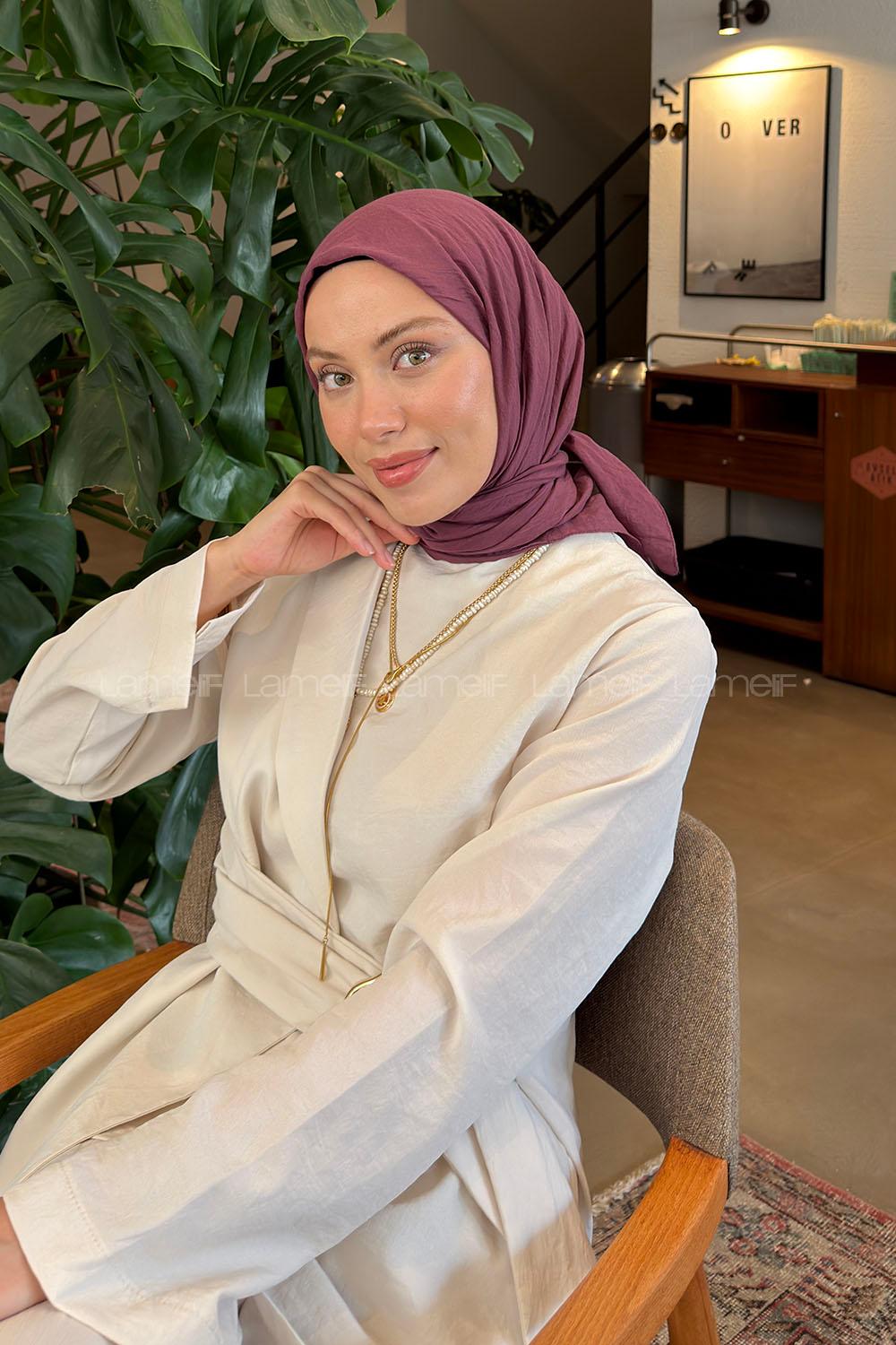 Lamelif Organik Premium Eşarp Mürdüm