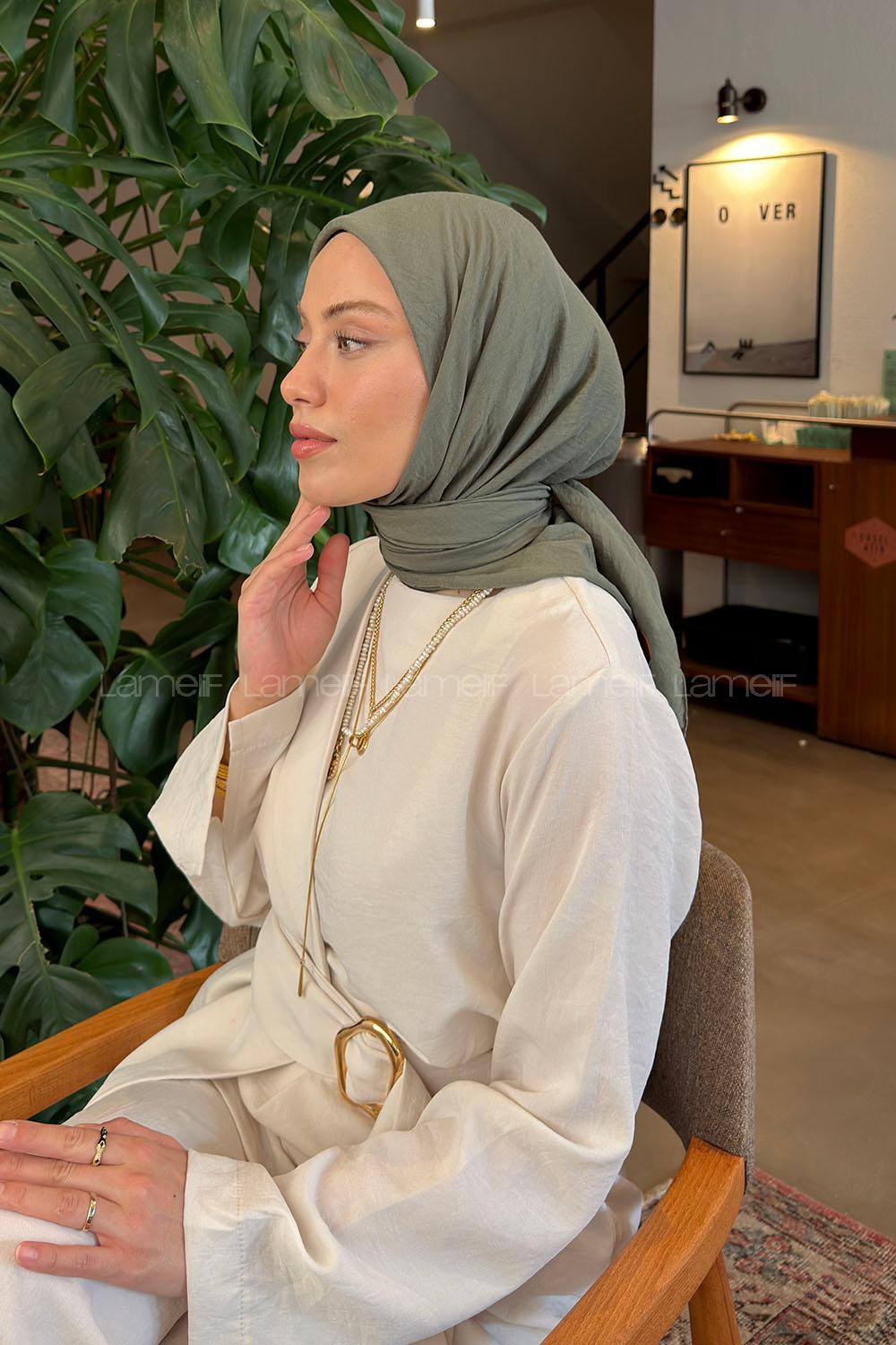 Lamelif Organik Premium Eşarp Yaprak Yeşili