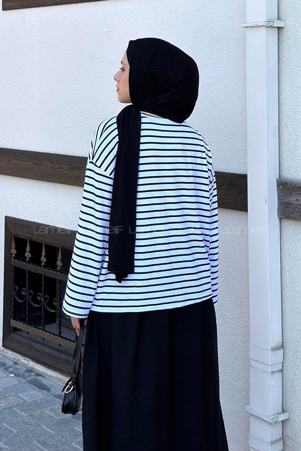 White Crew Neck Long Arm Without Accessories Viscose Unprinted Blouse