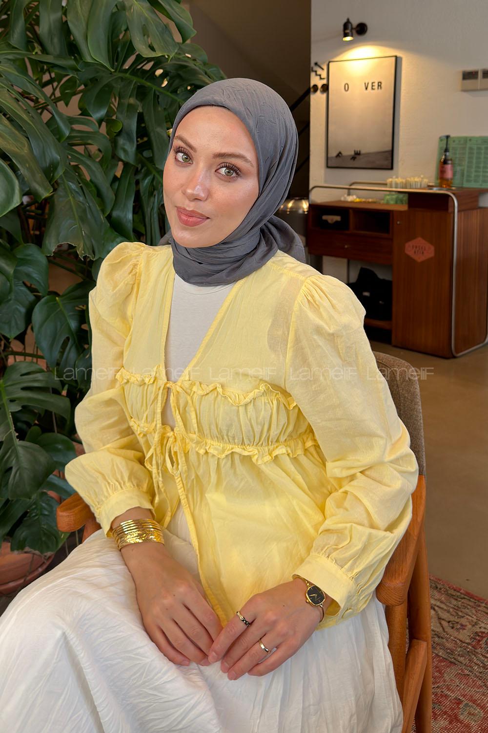 Lamelif Bambu Eşarp Füme