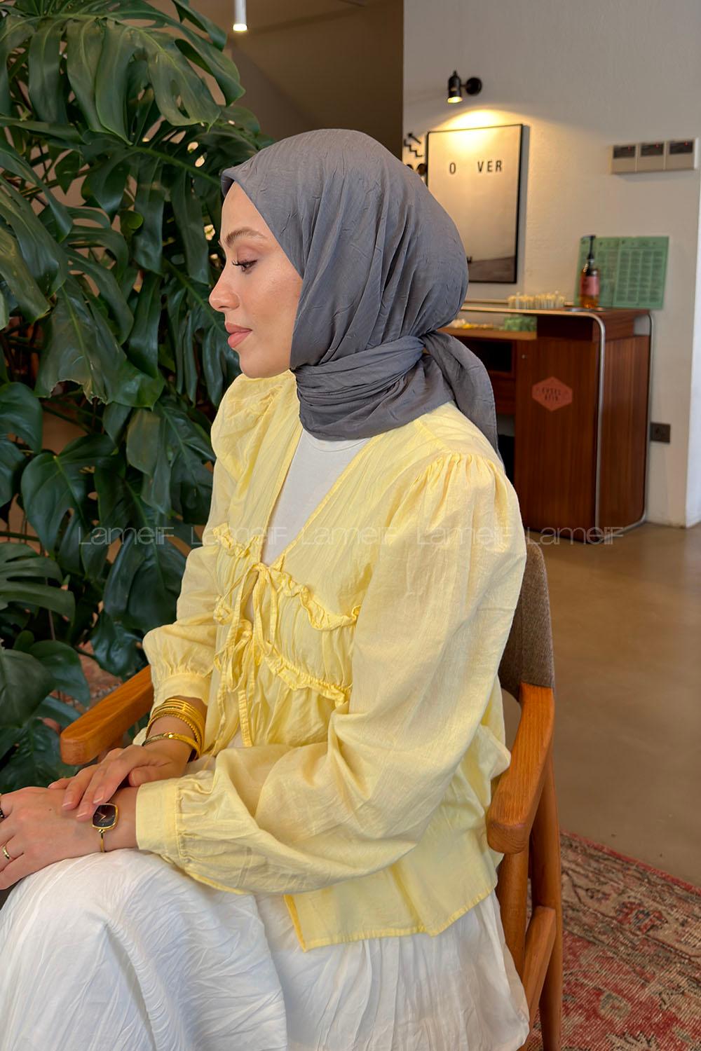 Lamelif Bambu Eşarp Füme