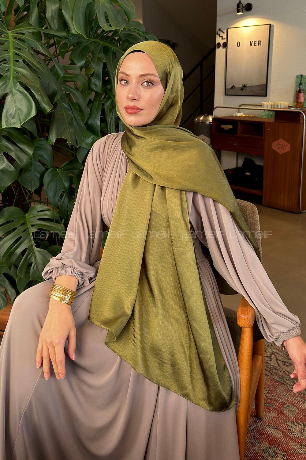 Lamelif Janjan Şal Asker Yeşili