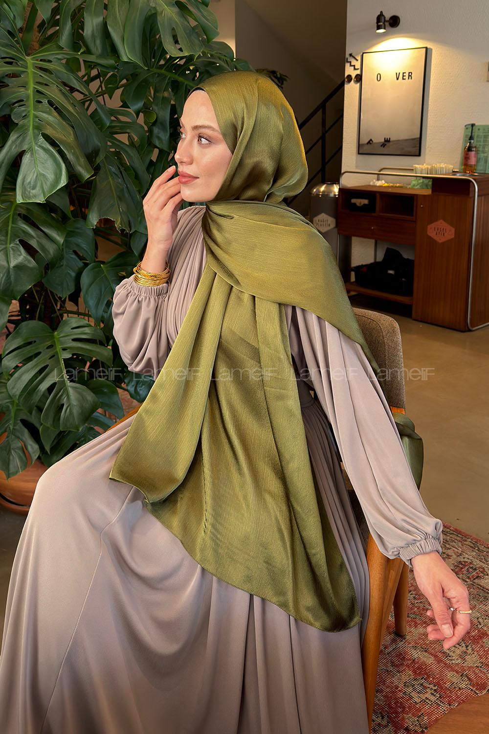 Lamelif Janjan Şal Asker Yeşili