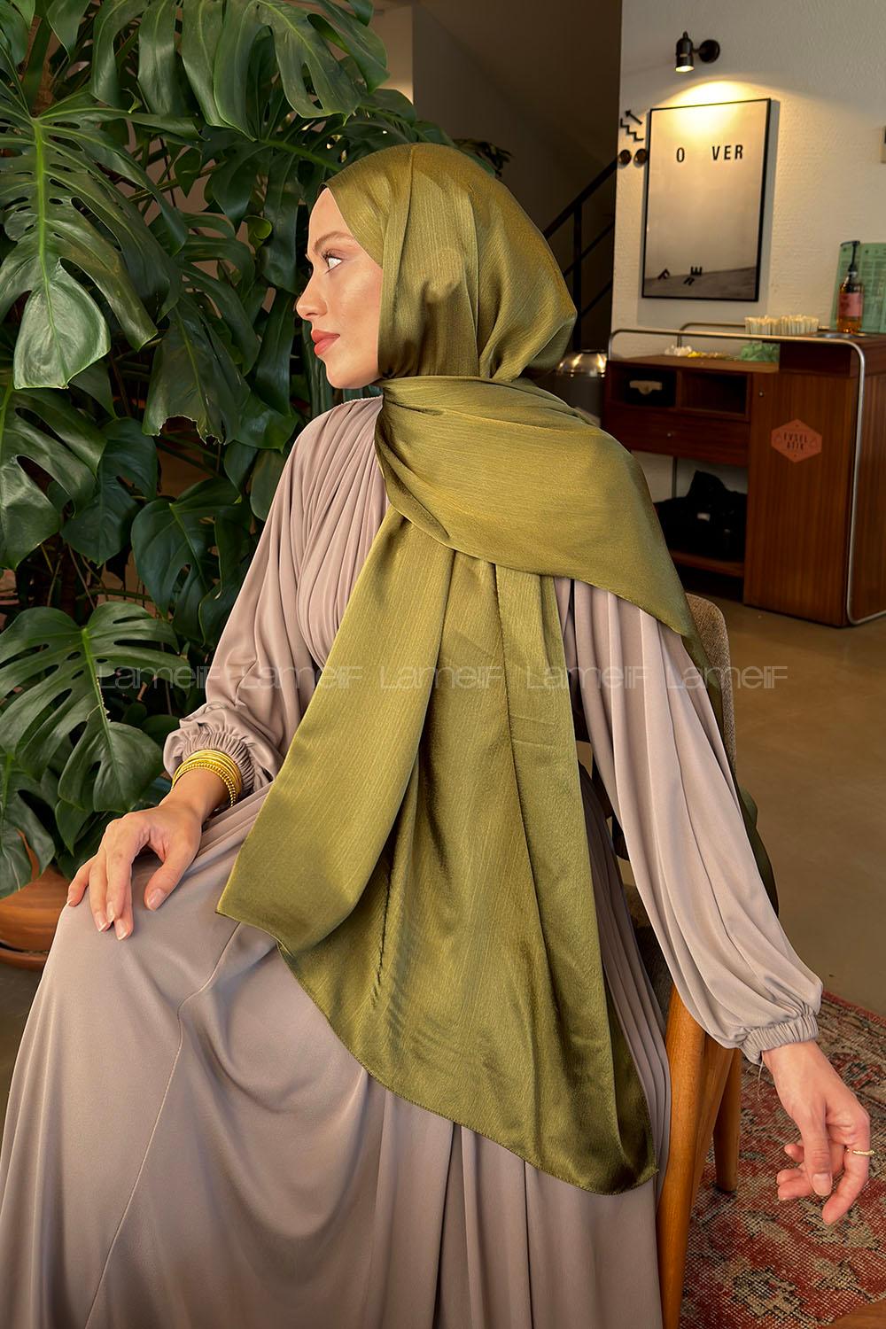 Lamelif Janjan Şal Asker Yeşili