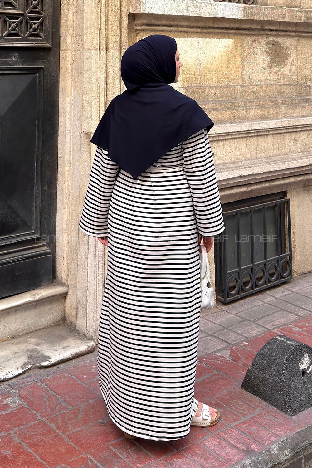 Navy Blue Crew Neck Modal Unprinted Dresess