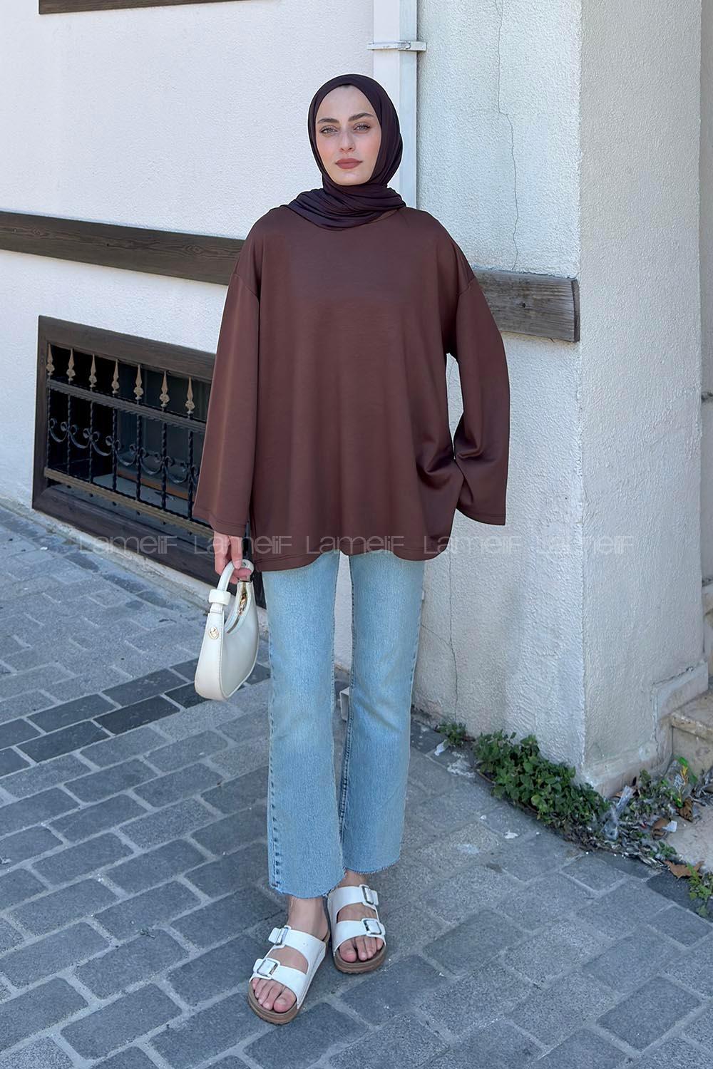Brown Crew Neck Modal Oysho Tunic