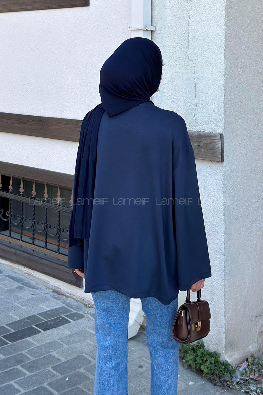 Navy Blue Crew Neck Modal Oysho Tunic