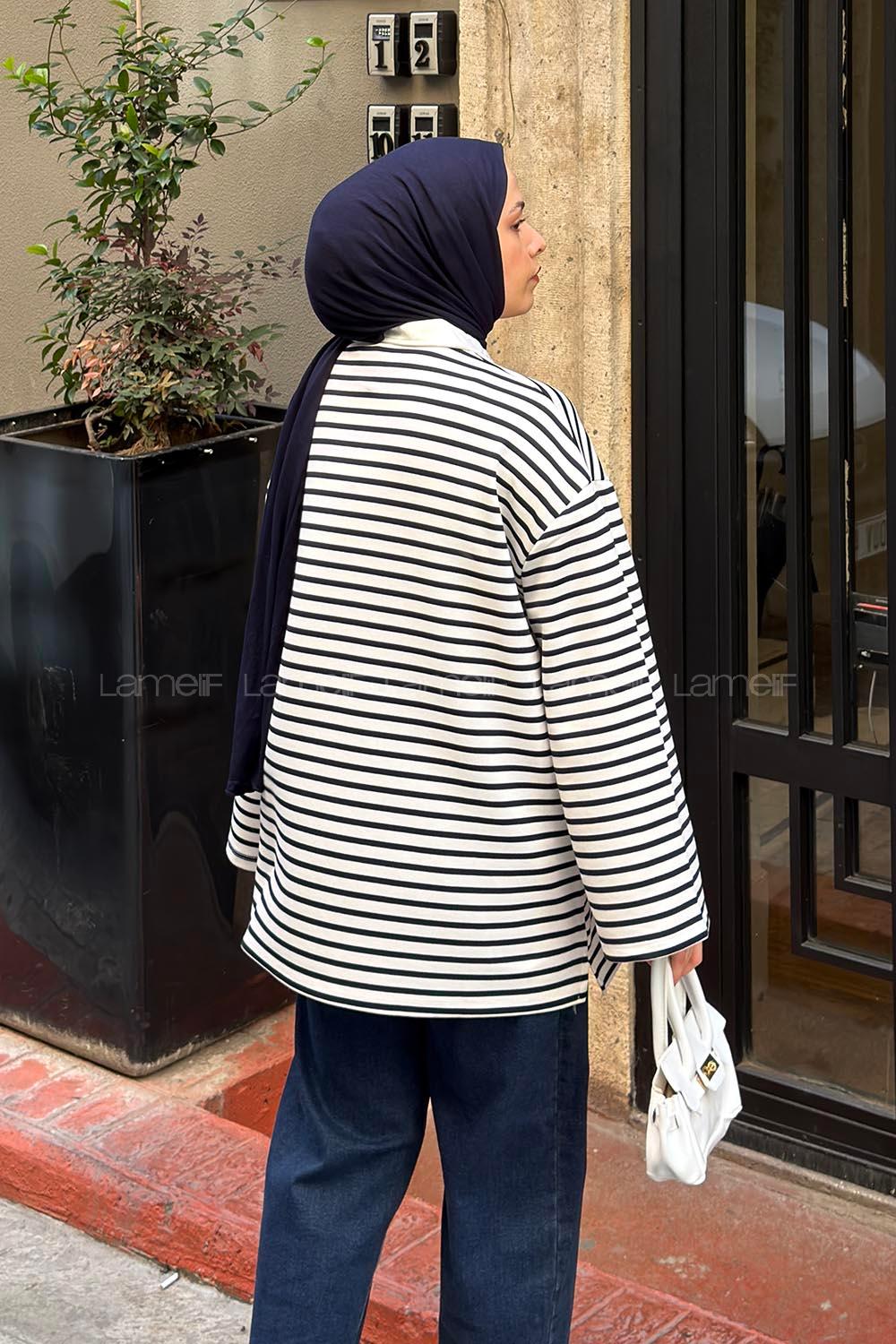 Lamelif Polo Yaka Düğmeli Tunik Lacivert