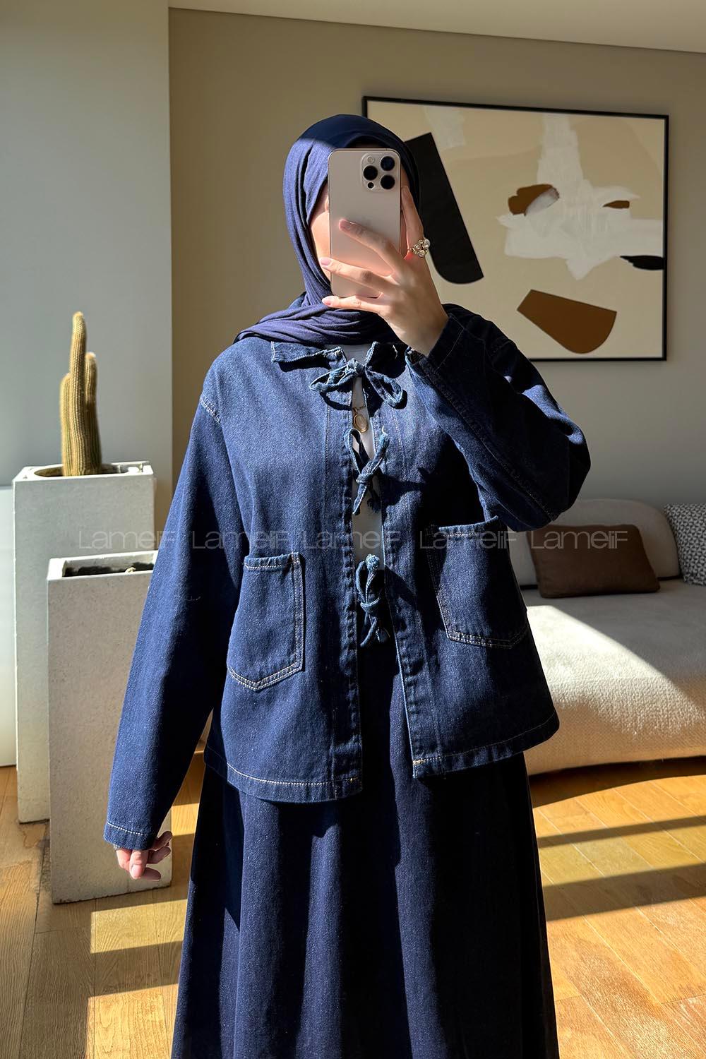 Navy Blue Shirt Collar Long Arm Without Accessories Pleated Suit