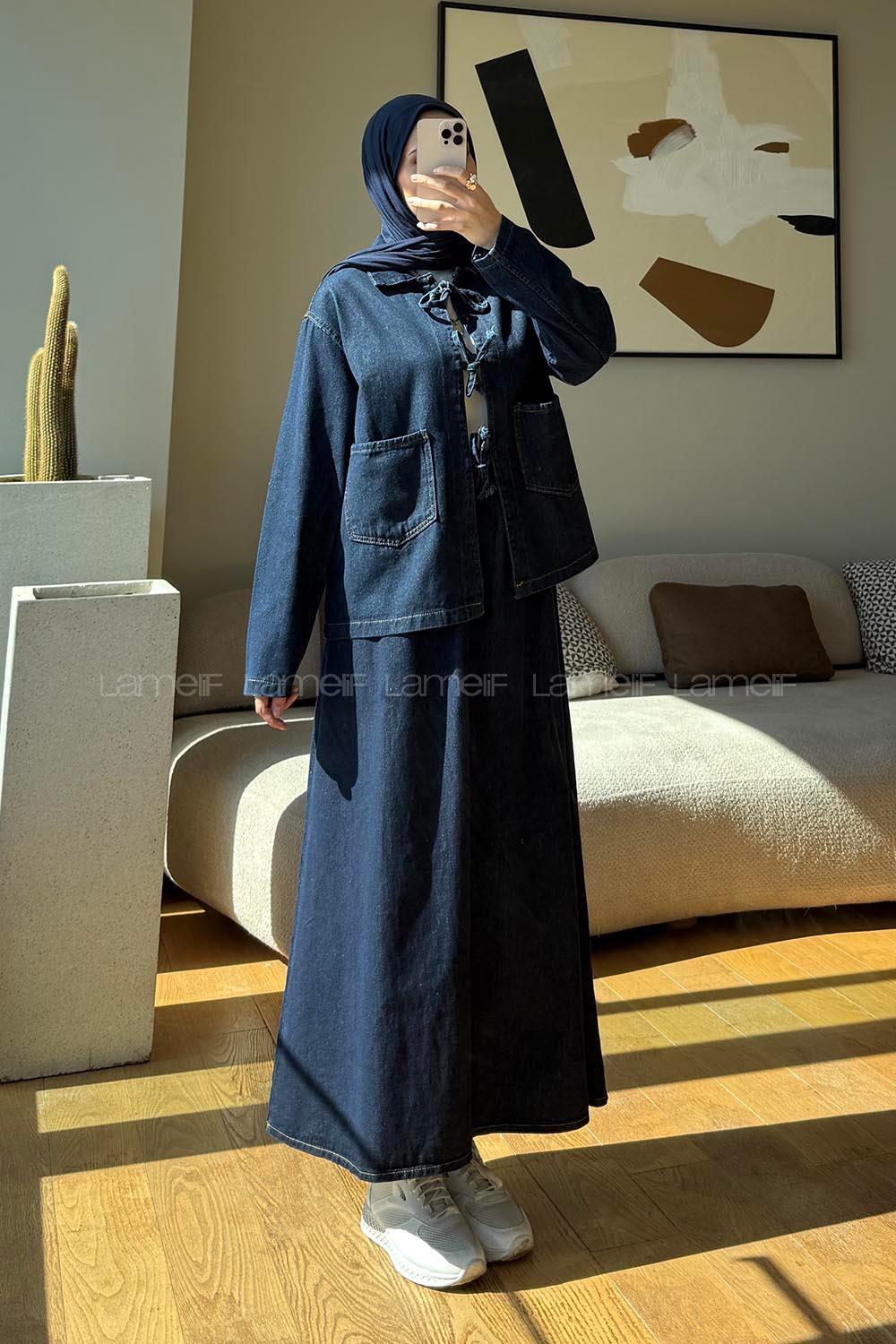 Navy Blue Shirt Collar Long Arm Without Accessories Pleated Suit
