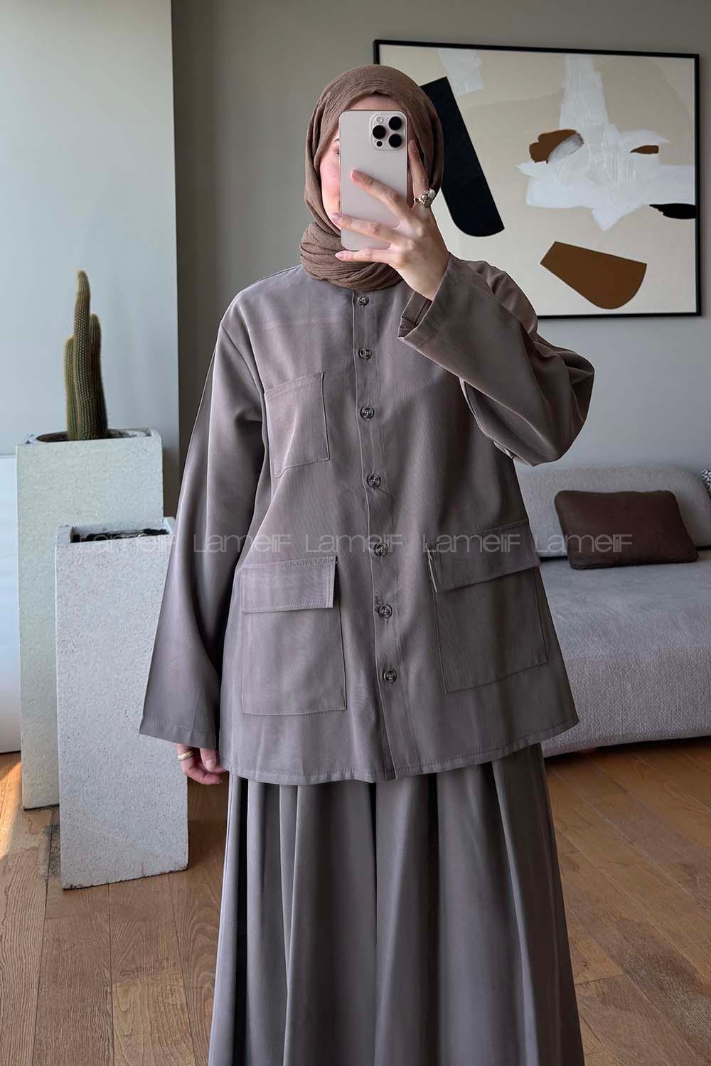 Mink Shirt Collar Long Arm Buttoned Regular Trousers Suit