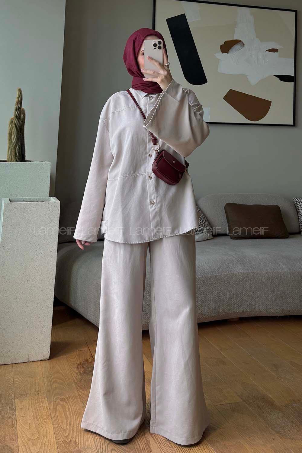 Stone Shirt Collar Long Arm Buttoned Polyester Naylon Regular Trousers Suit