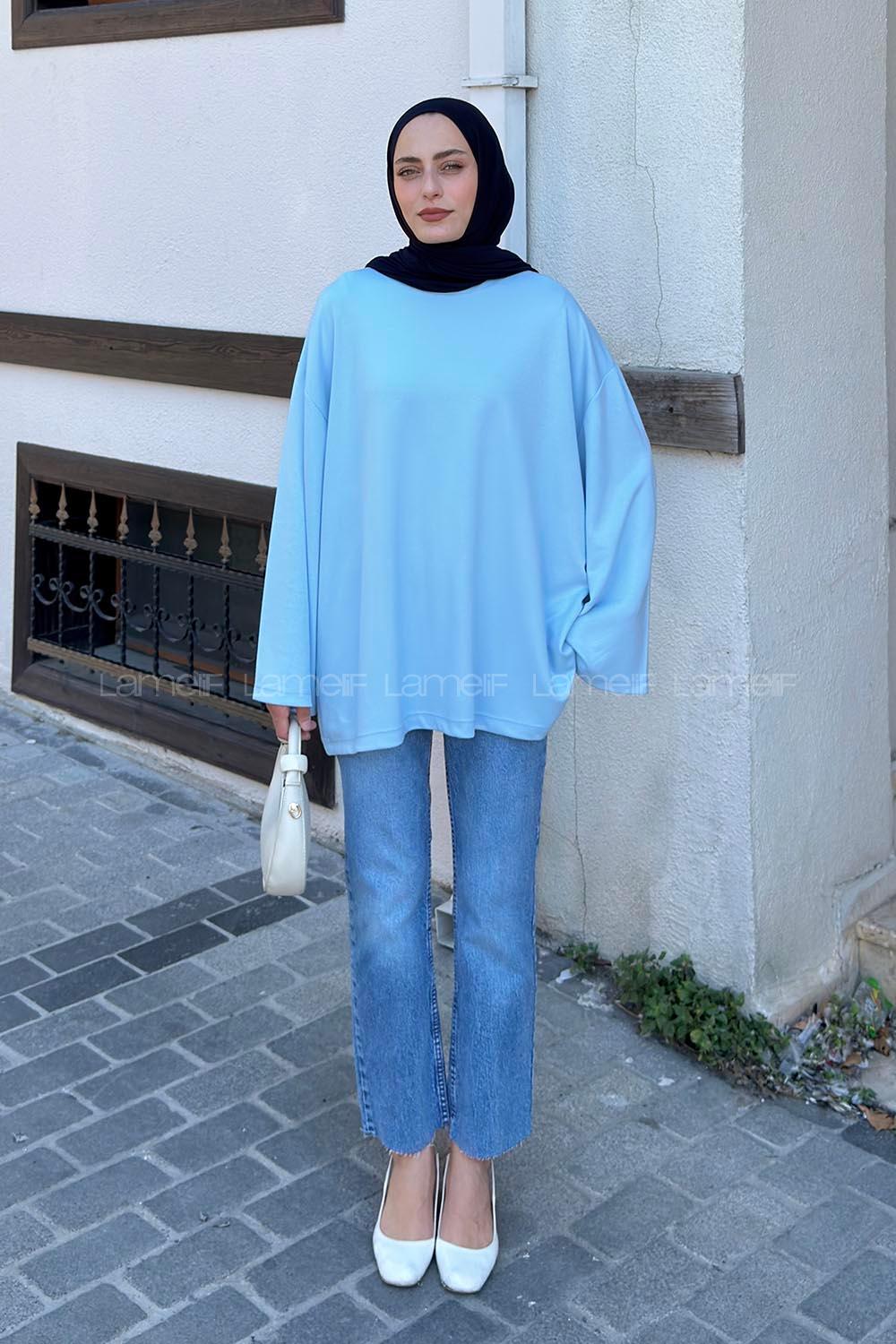 Baby Blue Crew Neck Modal Oysho Tunic