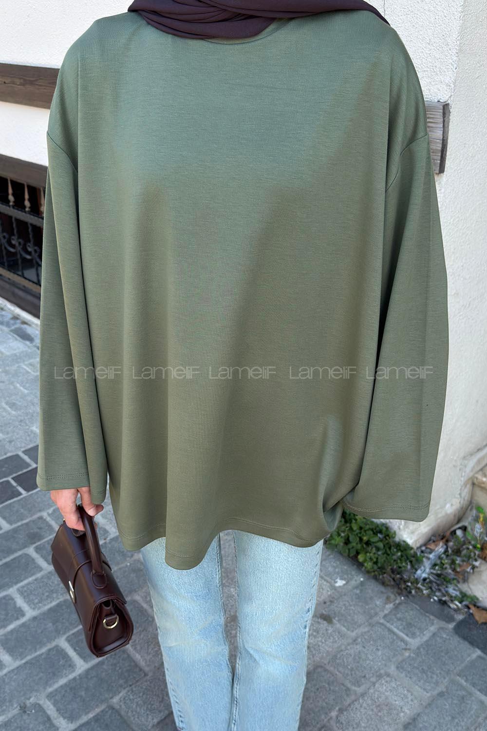 Lamelif Oysho Modal Basic Tunik  Haki