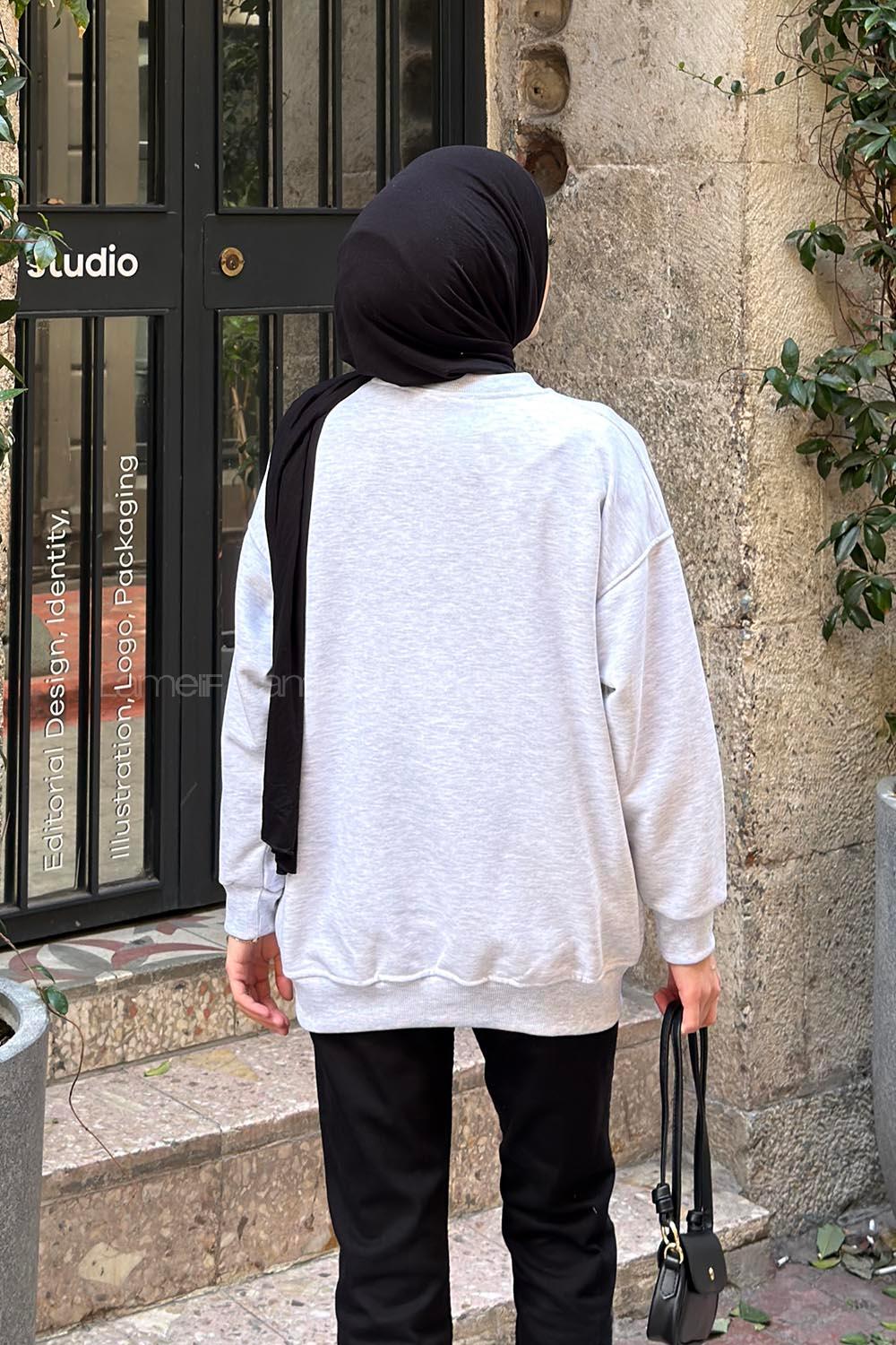 Lamelif Oversize Sweatshirt Gri