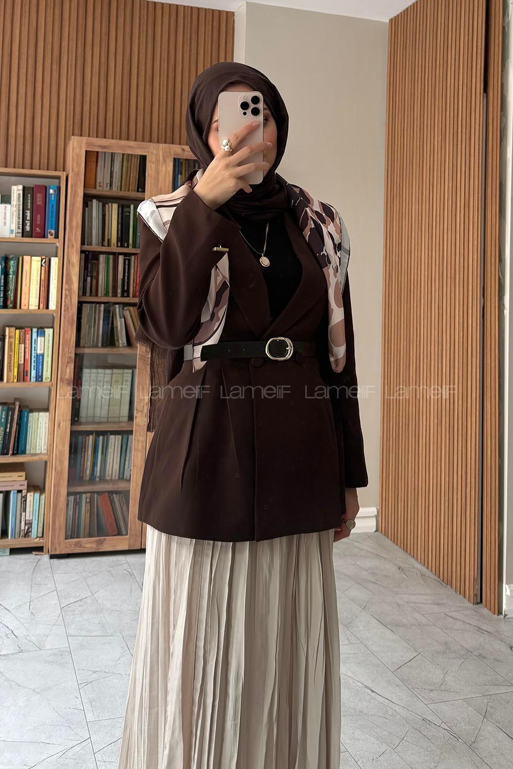 Brown Jacket Collar Long Arm Jacket