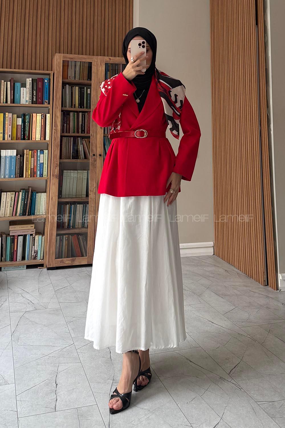 Red Jacket Collar Long Arm Jacket