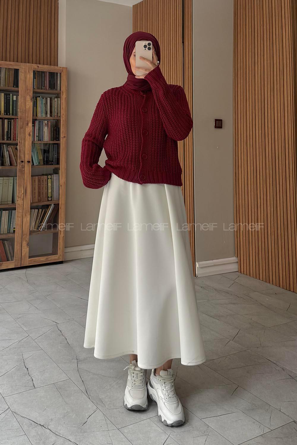 Lamelif Selanik Örgü Hırka Bordo