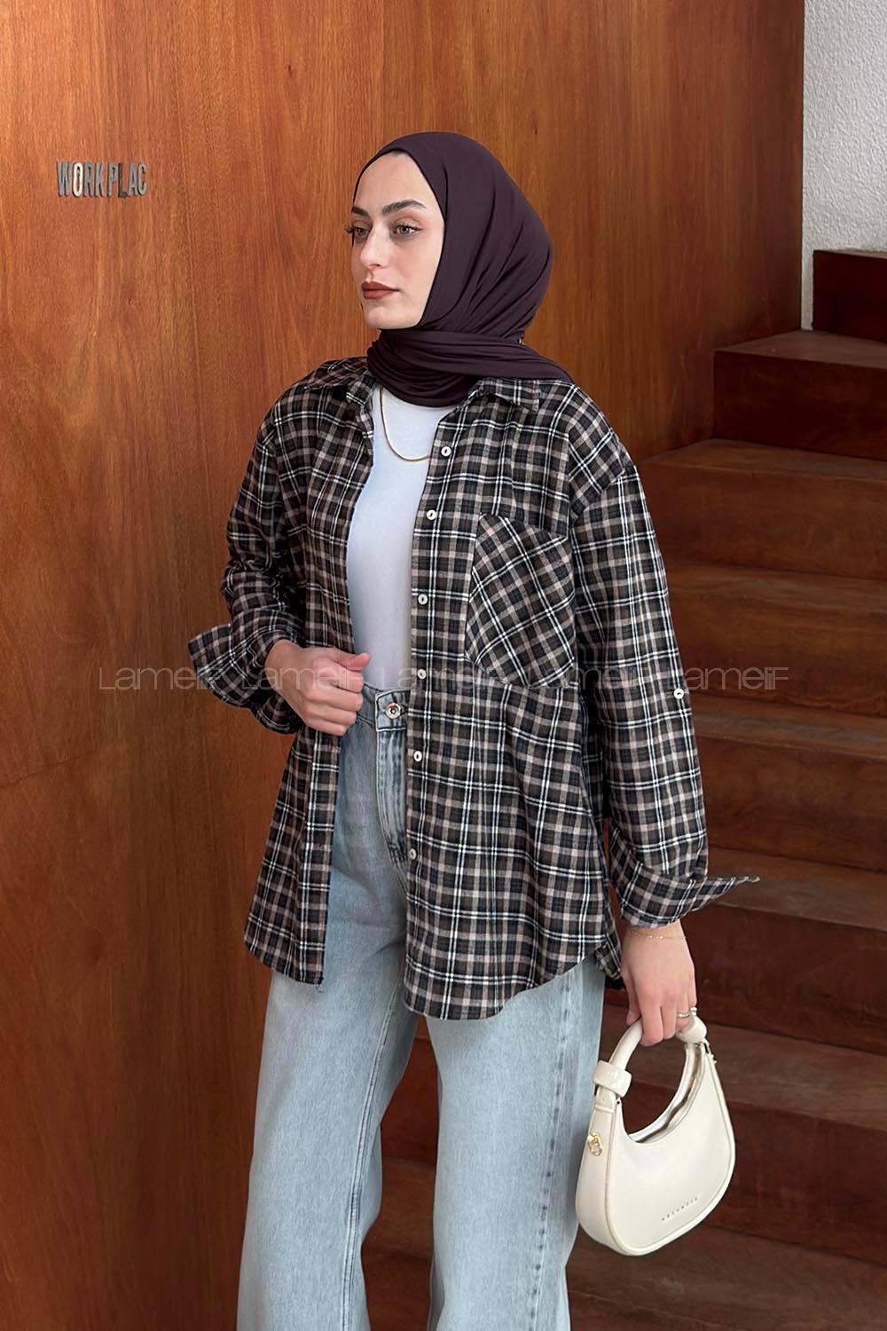 Lamelif Ekose Desen Oduncu Gömleği Lacivert