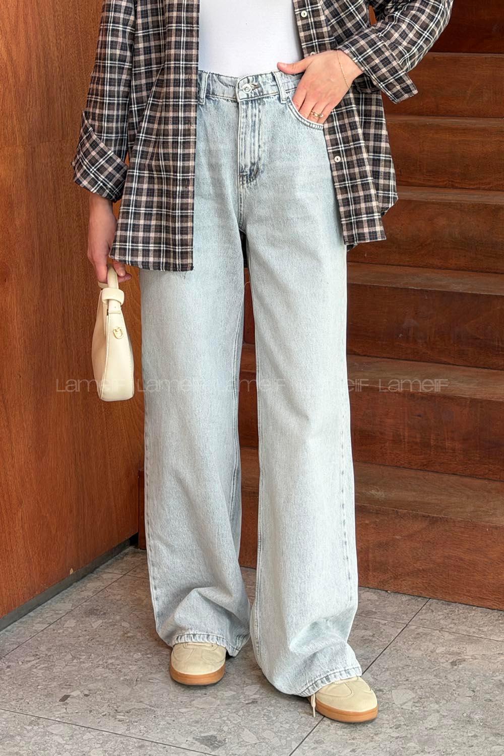 Light Blue Denim High Waist Denim Pants